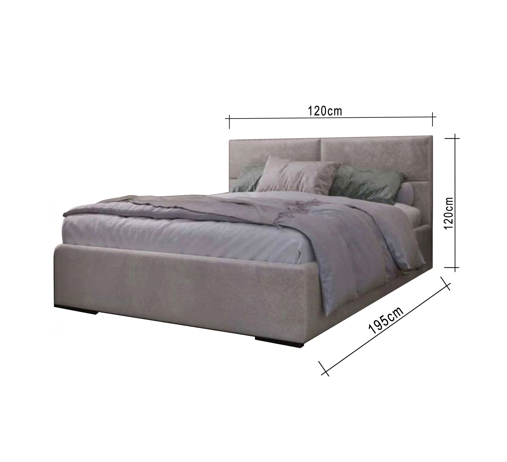 Soft gray bed with a simple headboard - Vitrine Furniture - Furniture