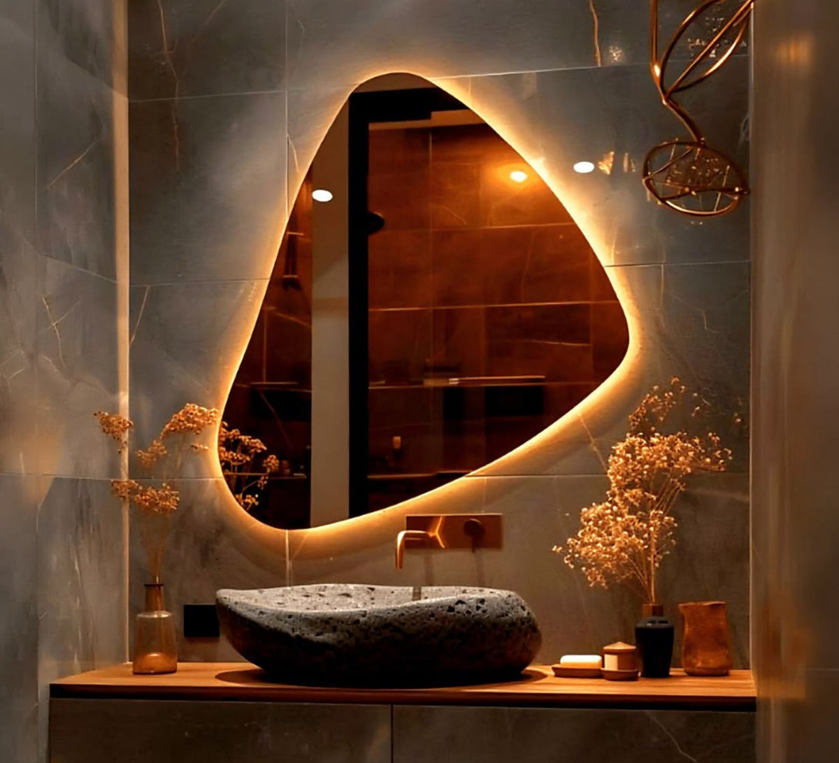 Soft Triangular Mirror with Backlight - Vitrine Furniture - Mirrors