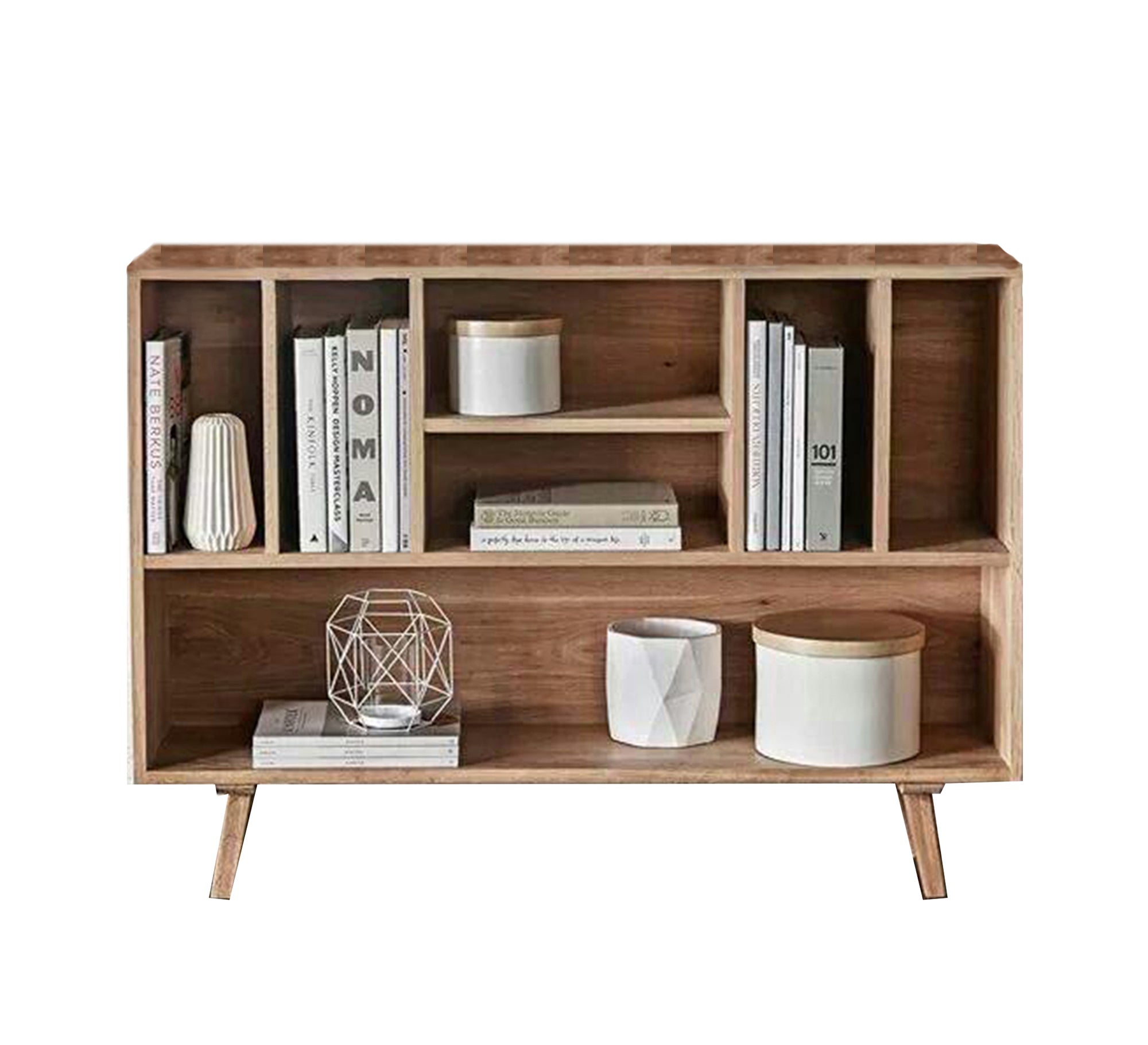 Solid - back bookcase with raised wooden legs - Vitrine Furniture - Furniture