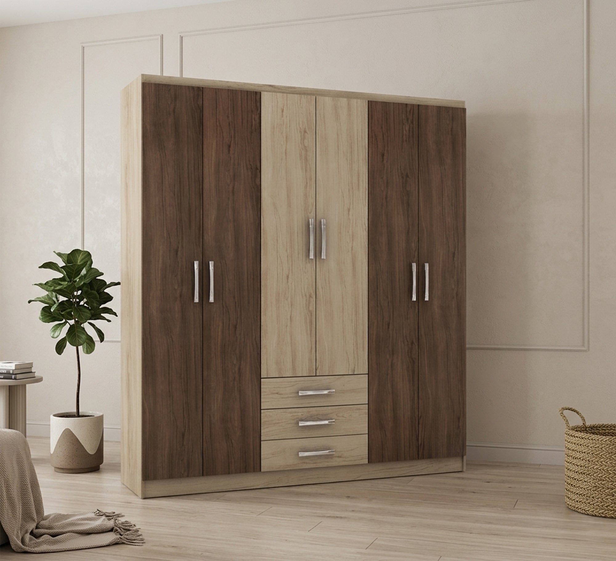 Spacious Beige & Brown Wardrobe Masterpiece - Vitrine Furniture - Wardrobes