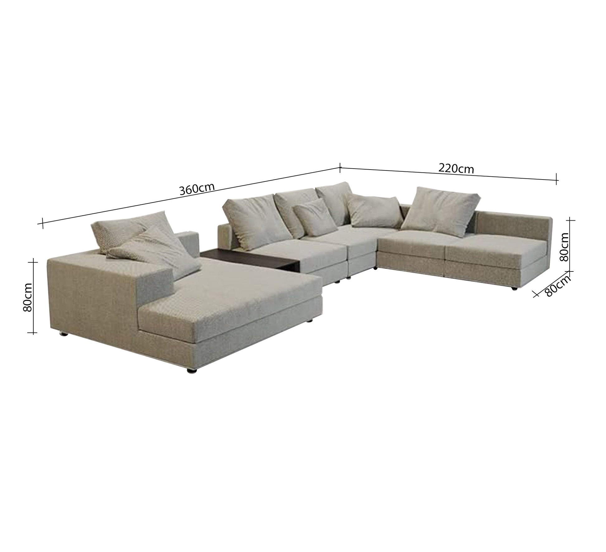 Spacious modern corner sectional with table - Vitrine Furniture - Furniture