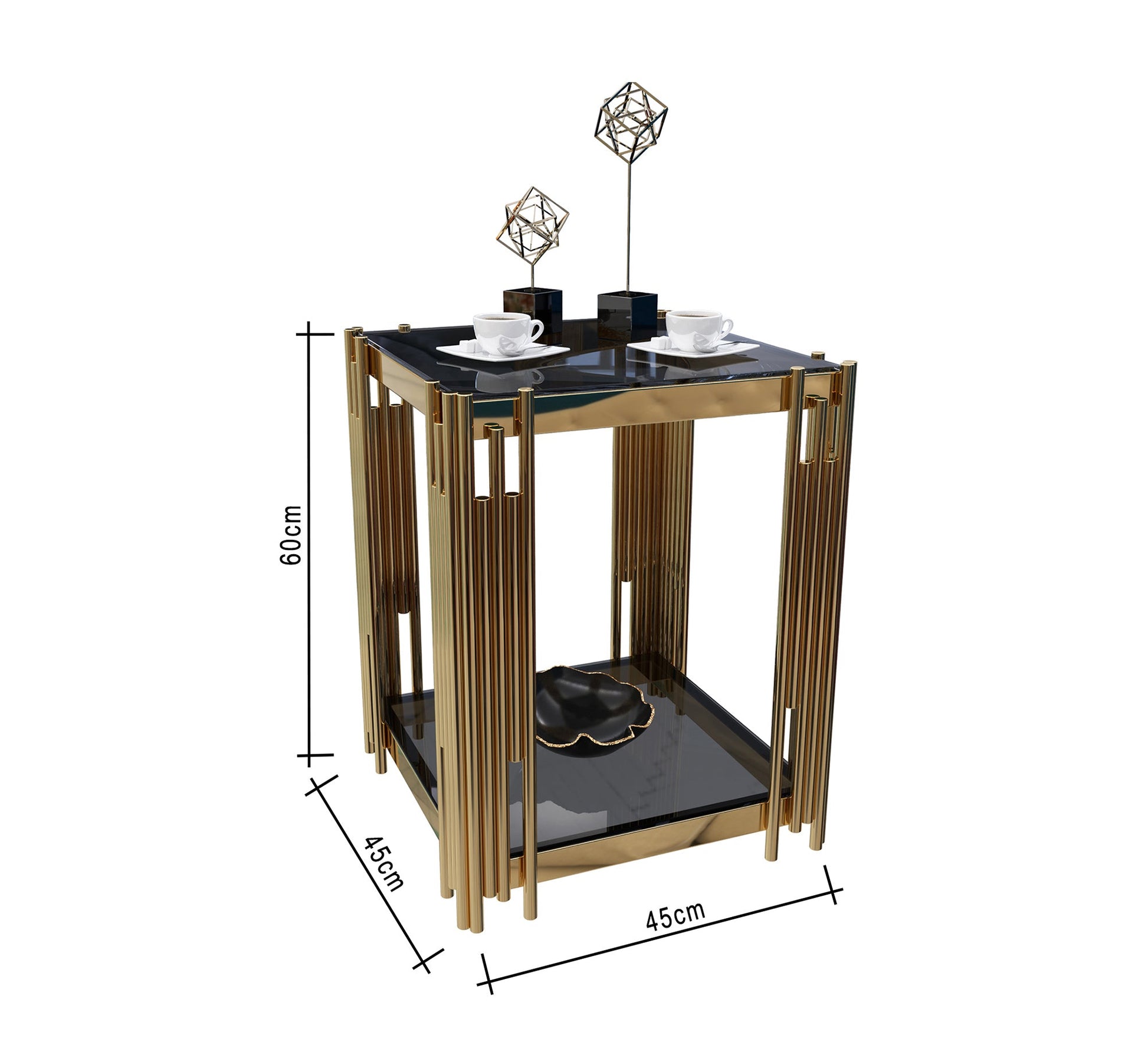 Square golden metal side table - Vitrine Furniture - Furniture