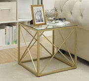Square side table with a gold metal frame - Vitrine Furniture - Furniture