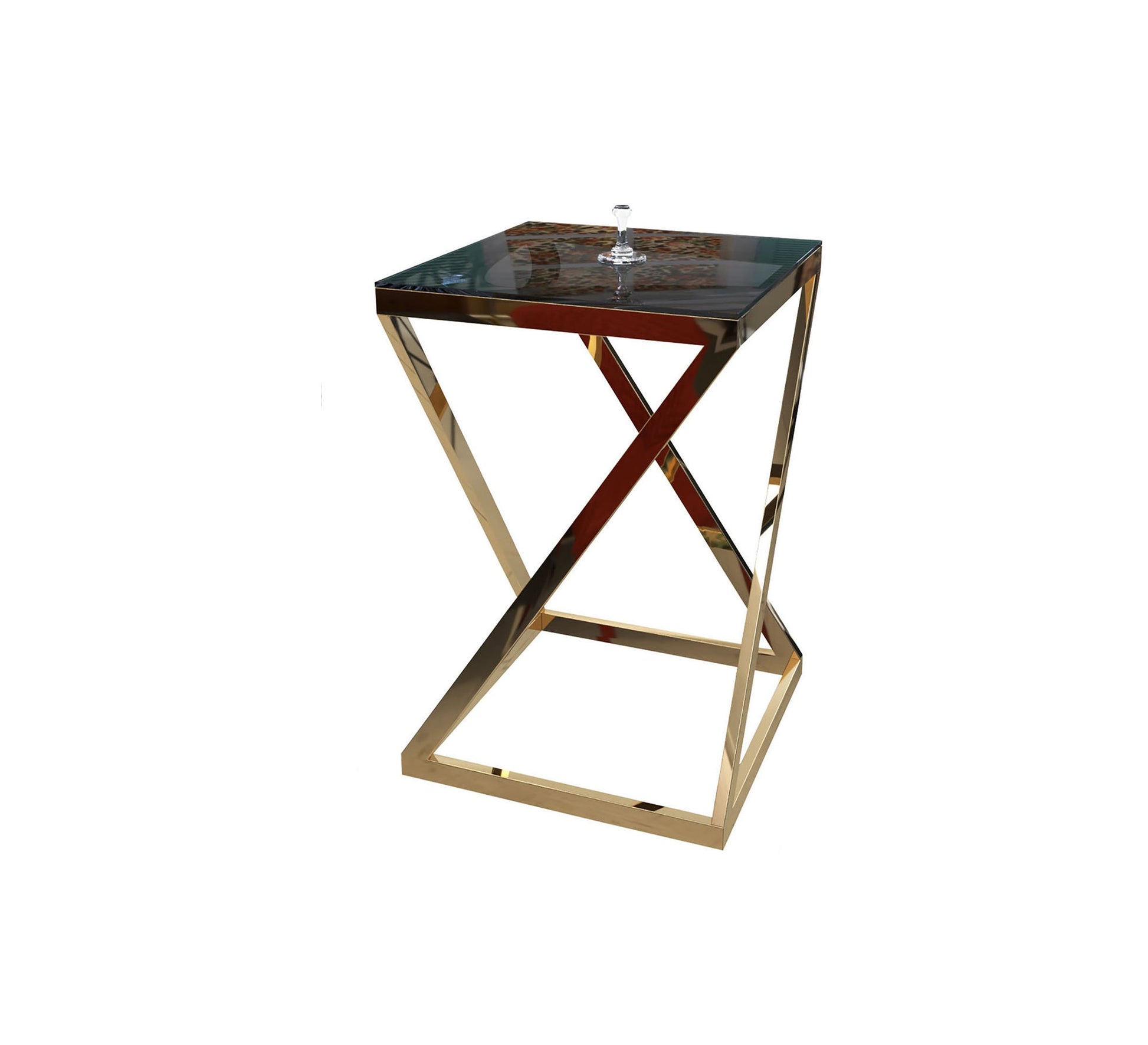 Square side table with black glass top - Vitrine Furniture - Side Tables