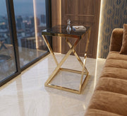 Square side table with black glass top - Vitrine Furniture - Side Tables