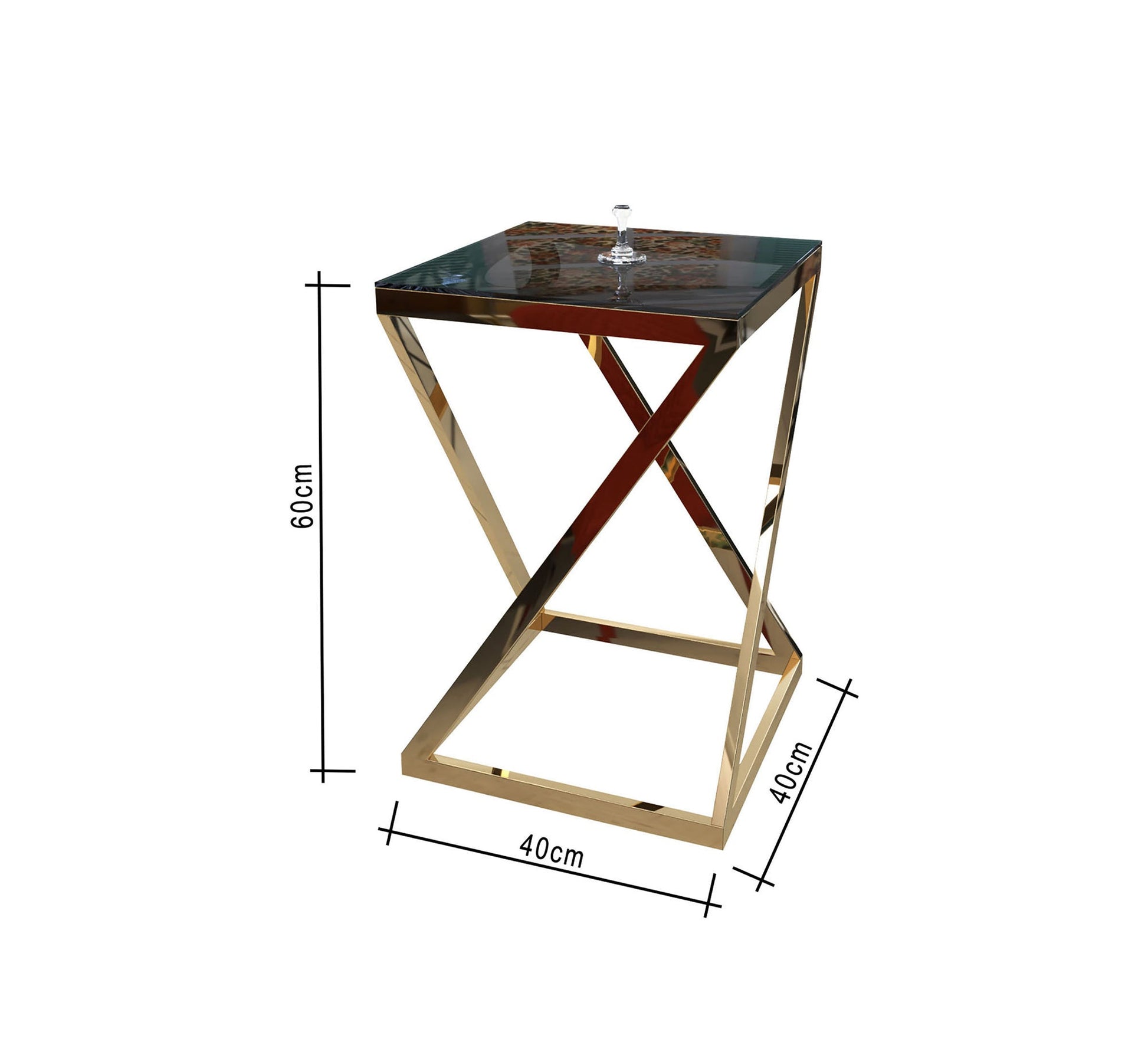 Square side table with black glass top - Vitrine Furniture - Side Tables