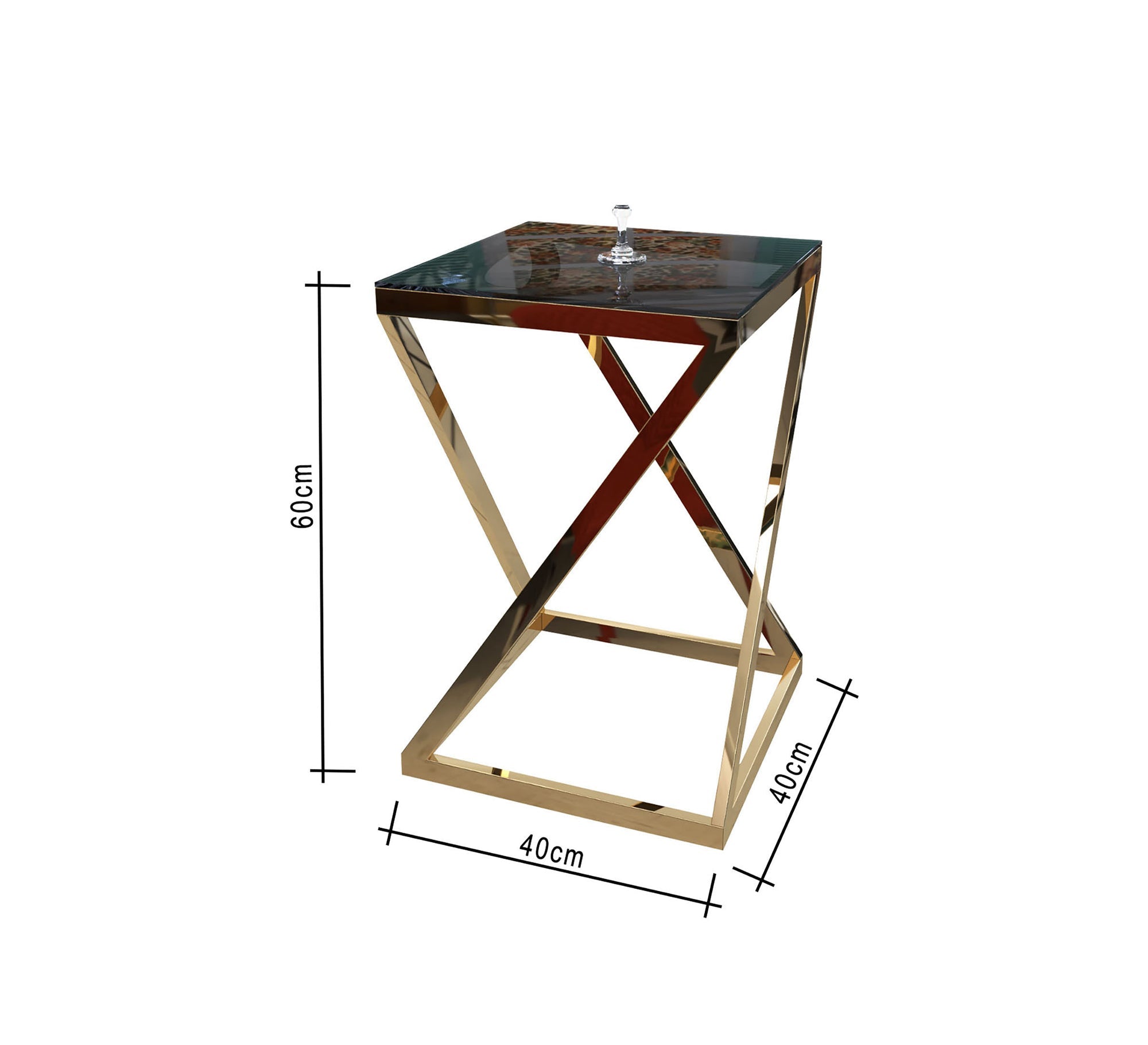 Square side table with black glass top - Vitrine Furniture - Side Tables