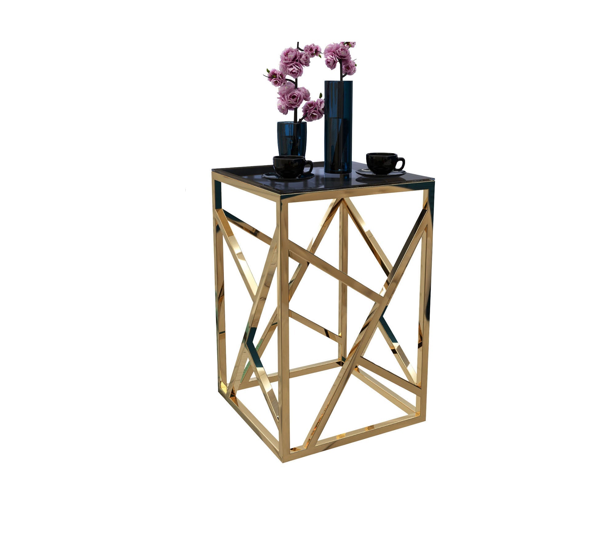 Square side table with decorations - Vitrine Furniture - Side Tables