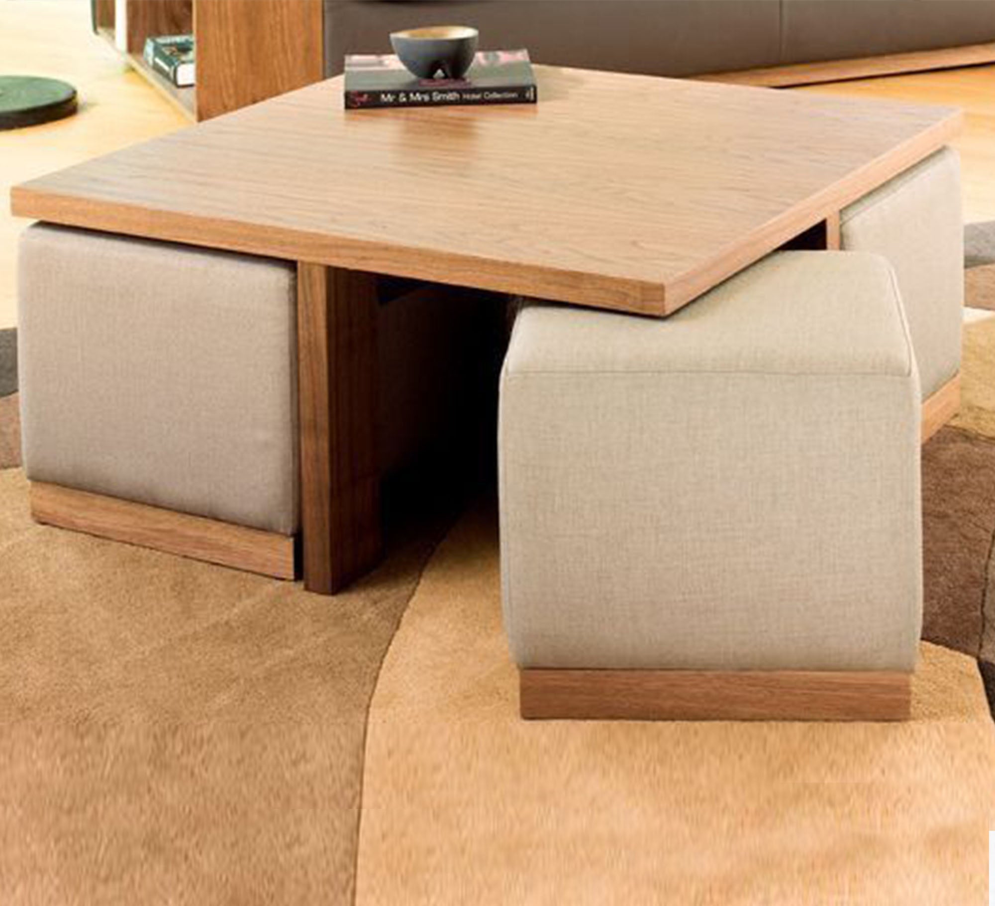 Square table + 4 puffs - Vitrine Furniture - Furniture