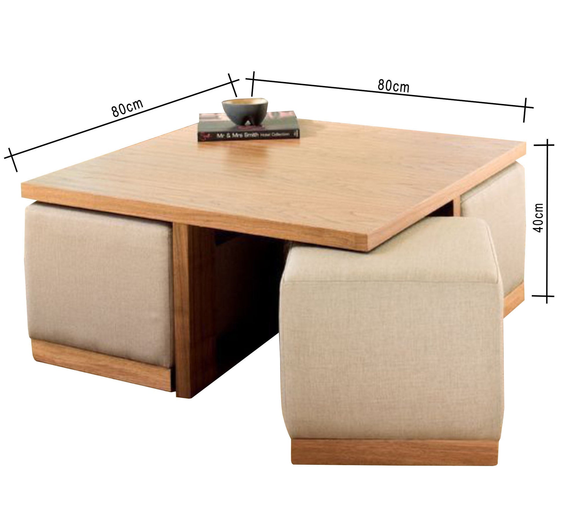 Square table + 4 puffs - Vitrine Furniture - Furniture