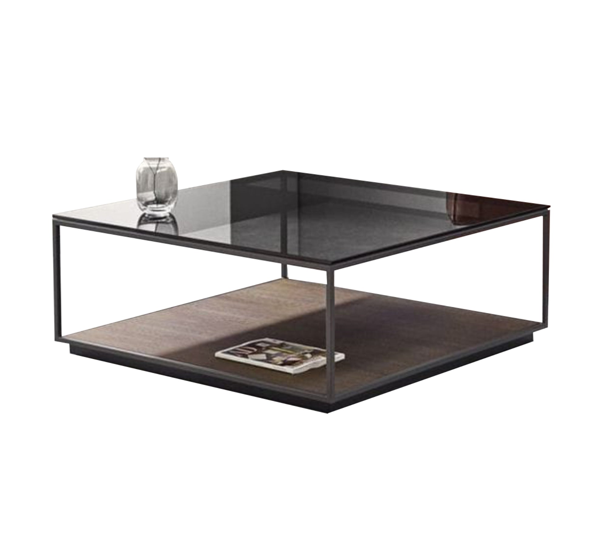 Square Table with Glass and Wooden Tops - Vitrine Furniture - Furniture