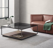 Square Table with Glass and Wooden Tops - Vitrine Furniture - Furniture