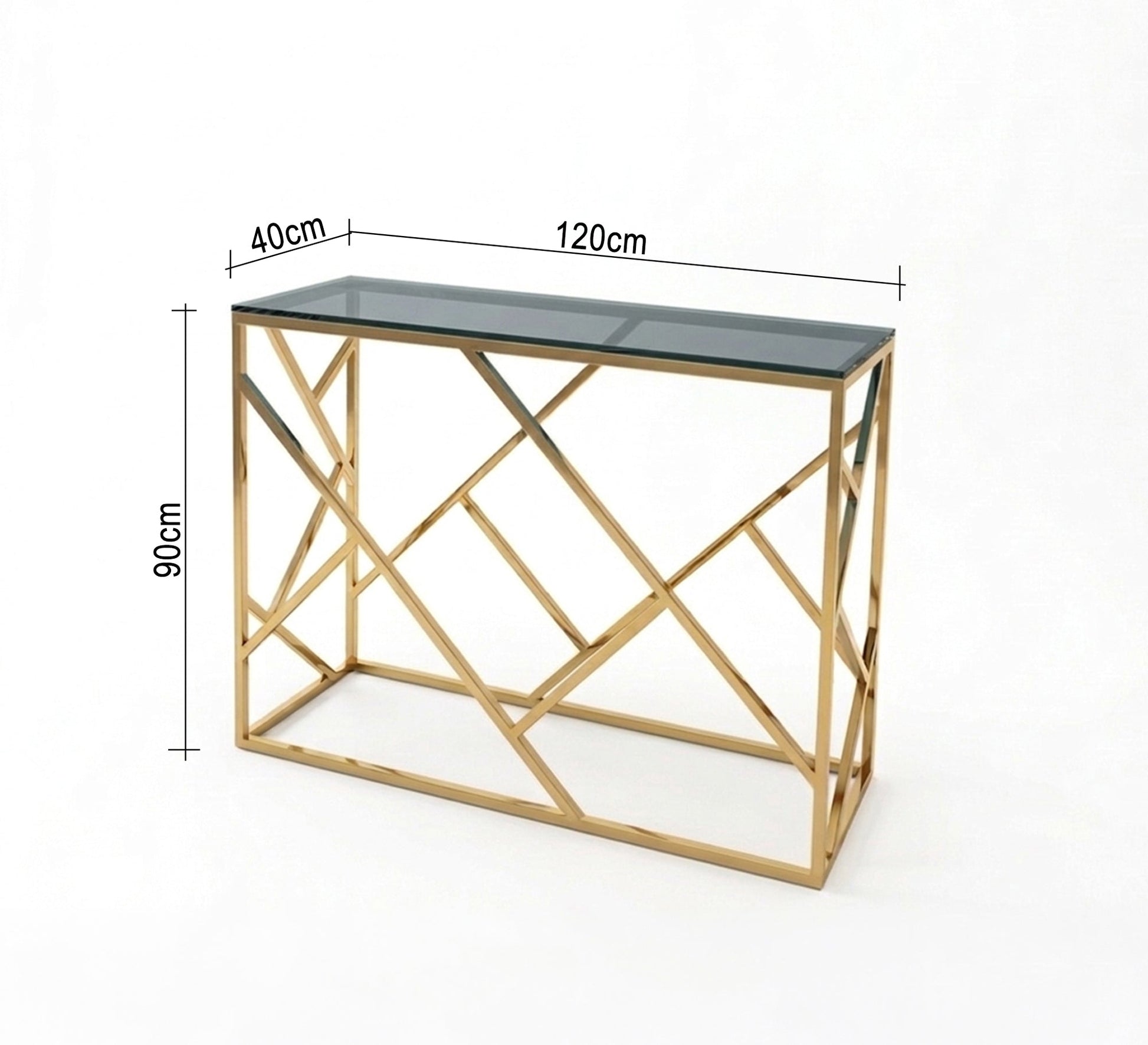 Stainless steel console decorated with interlocking sticks - Vitrine Furniture - Console