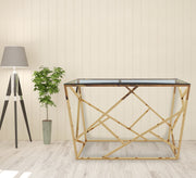 Stainless steel console decorated with interlocking sticks - Vitrine Furniture - Furniture