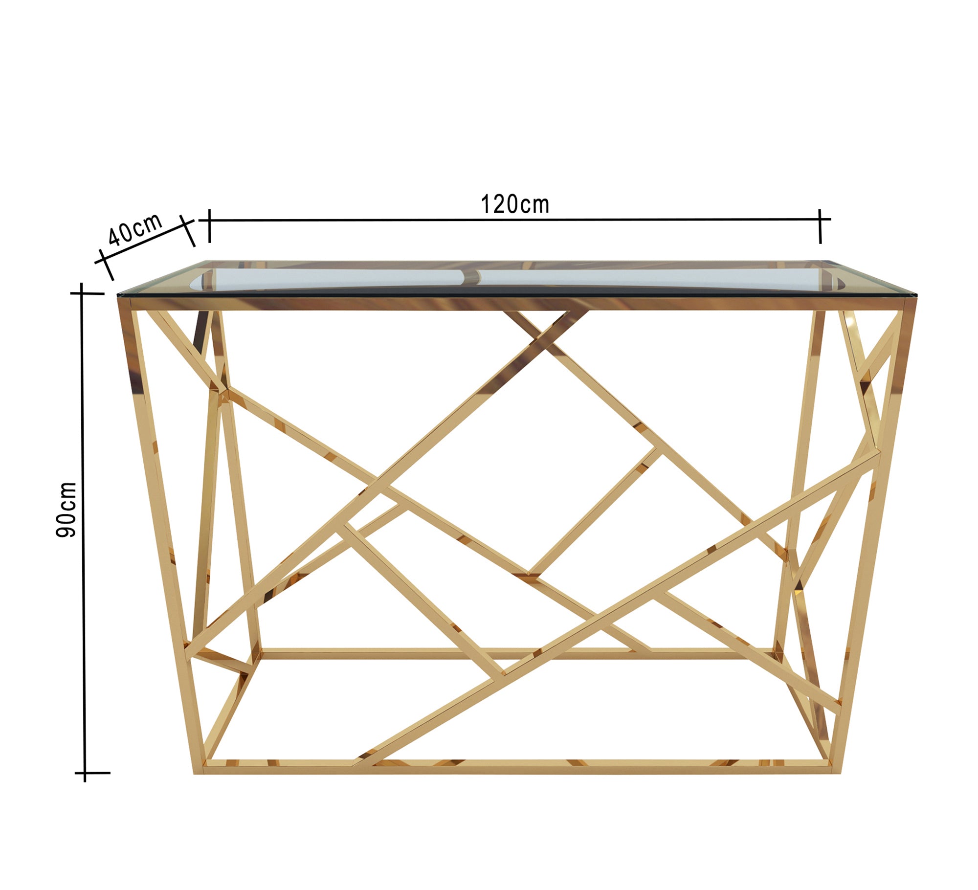 Stainless steel console decorated with interlocking sticks - Vitrine Furniture - Furniture