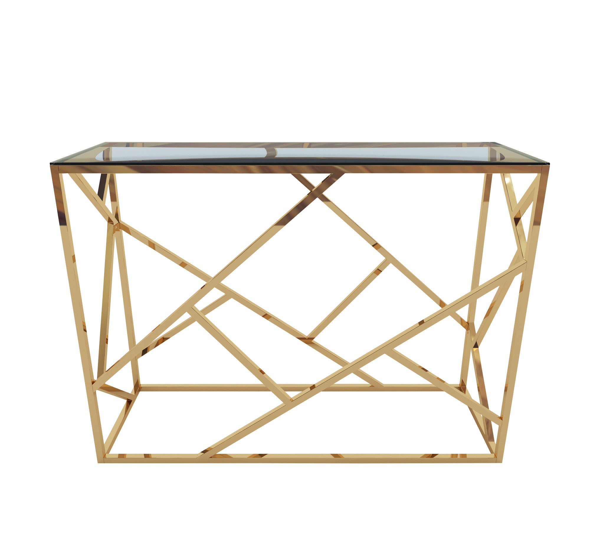 Stainless steel console decorated with interlocking sticks - Vitrine Furniture - Furniture