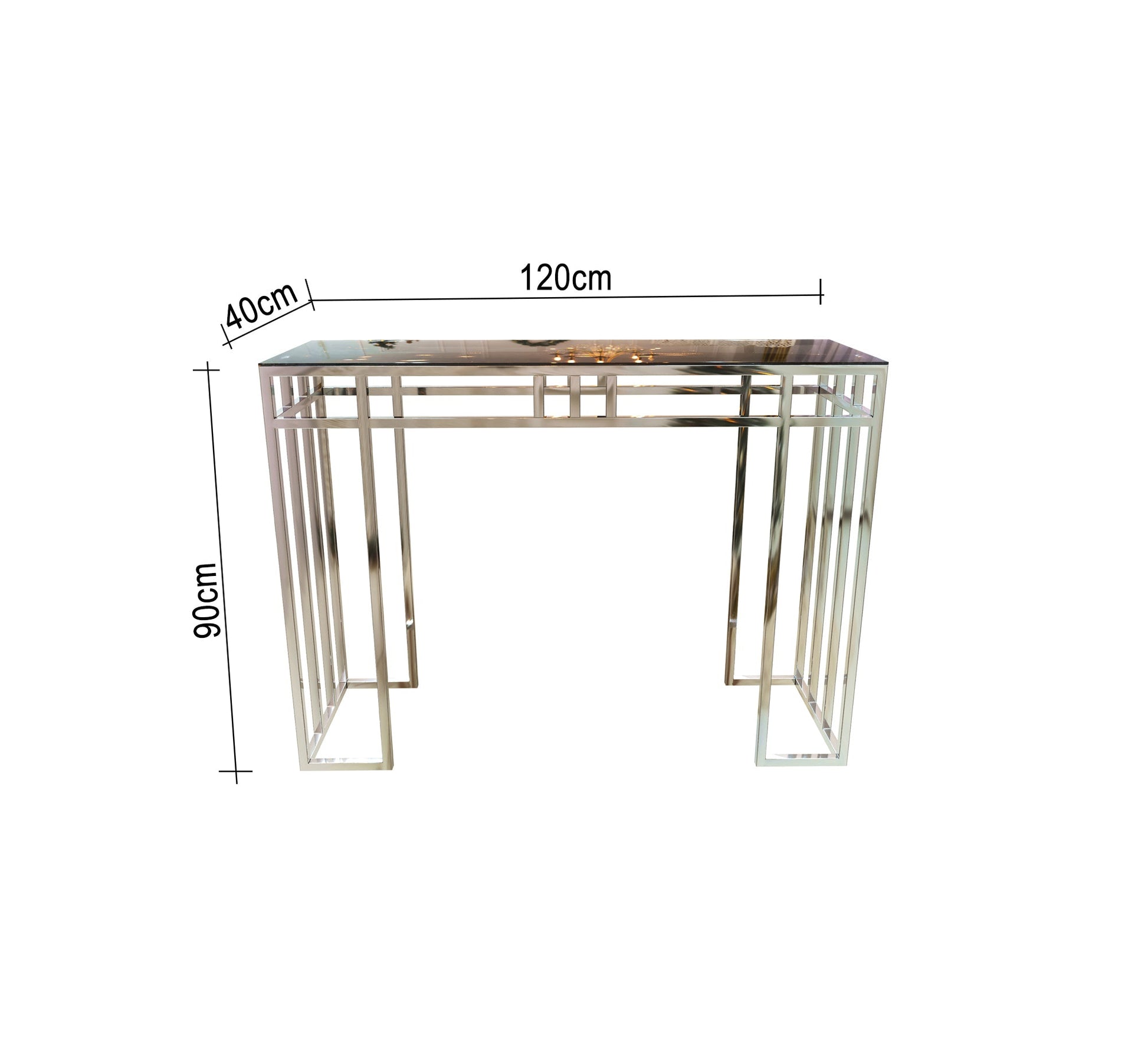 Stainless steel console decorated with successive sticks - Vitrine Furniture - Console