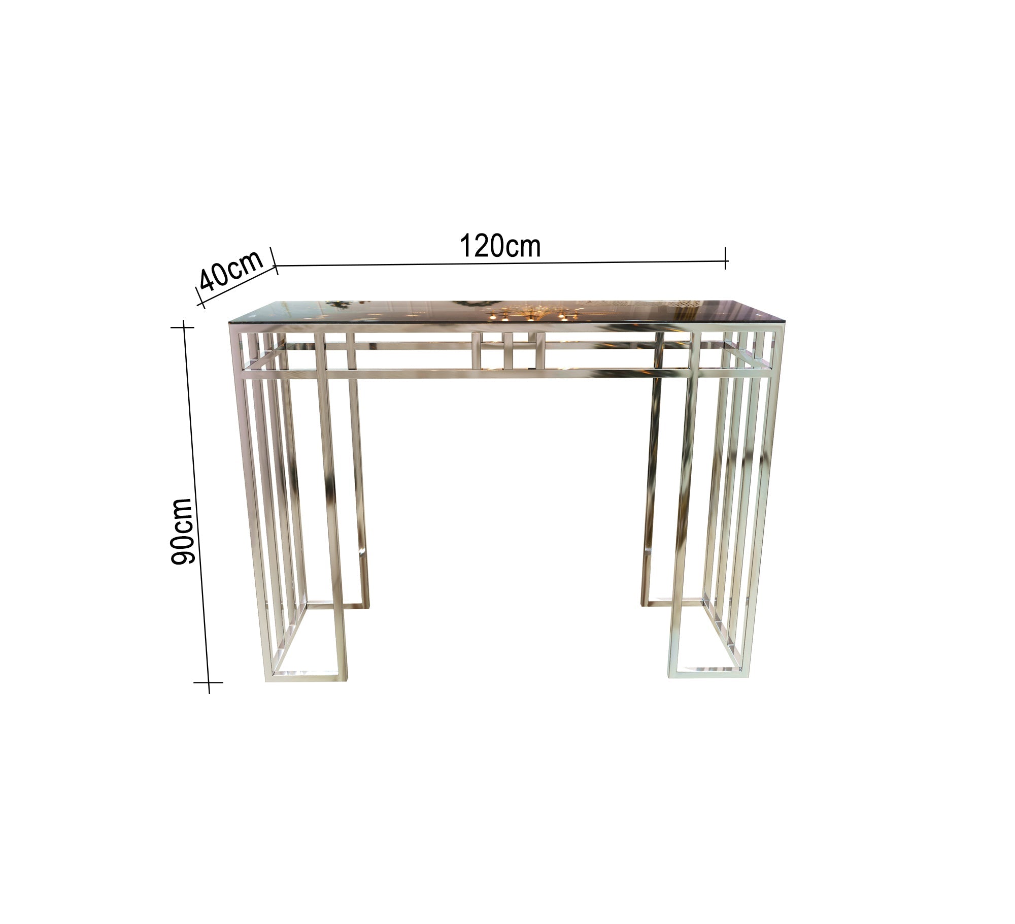 Stainless steel console decorated with successive sticks - Vitrine Furniture - Console