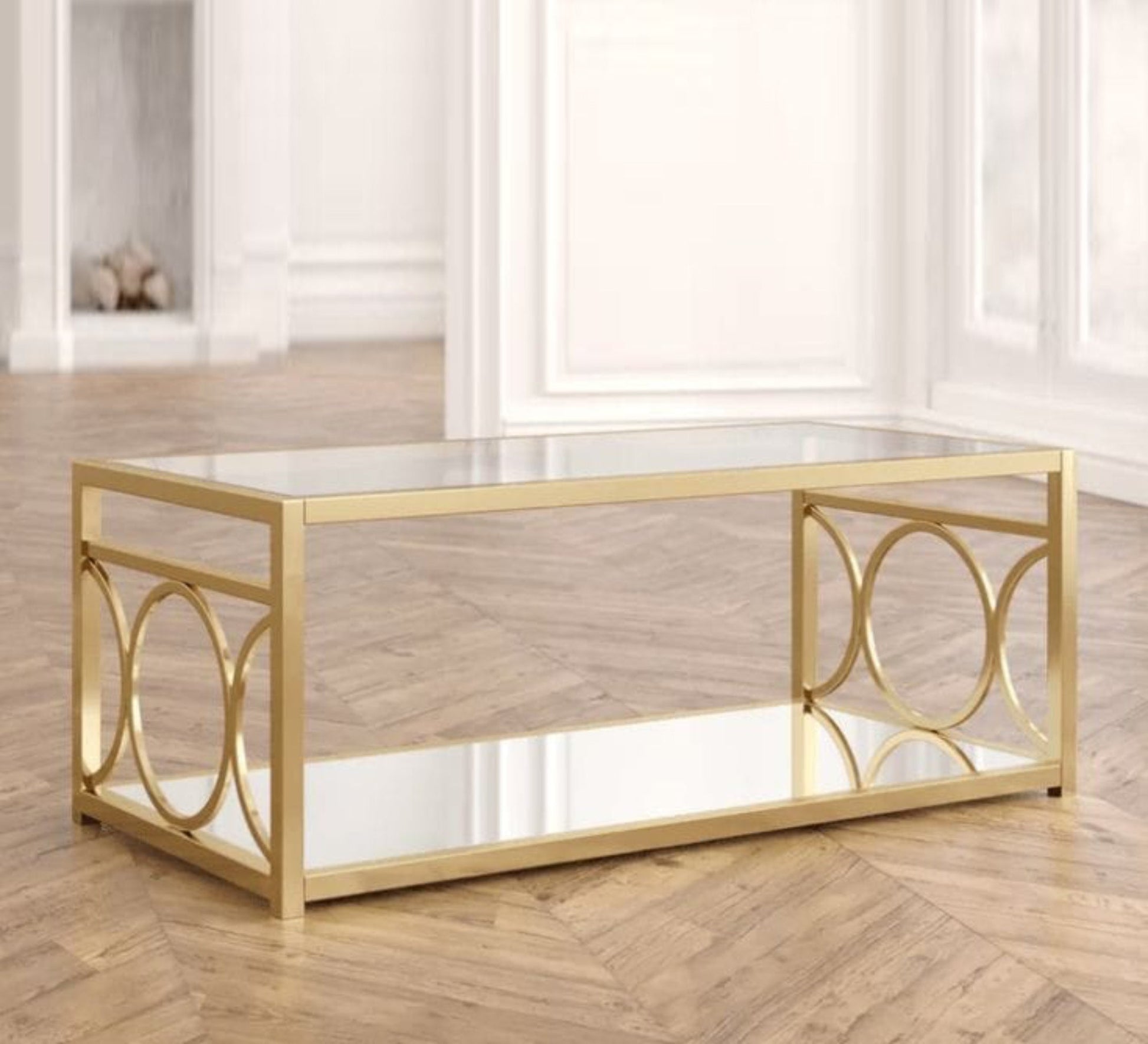Steel Table with Circular Patterned Frame - Vitrine Furniture - Furniture