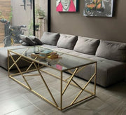 Steel Table with Decorative Frame Design - Vitrine Furniture - Furniture