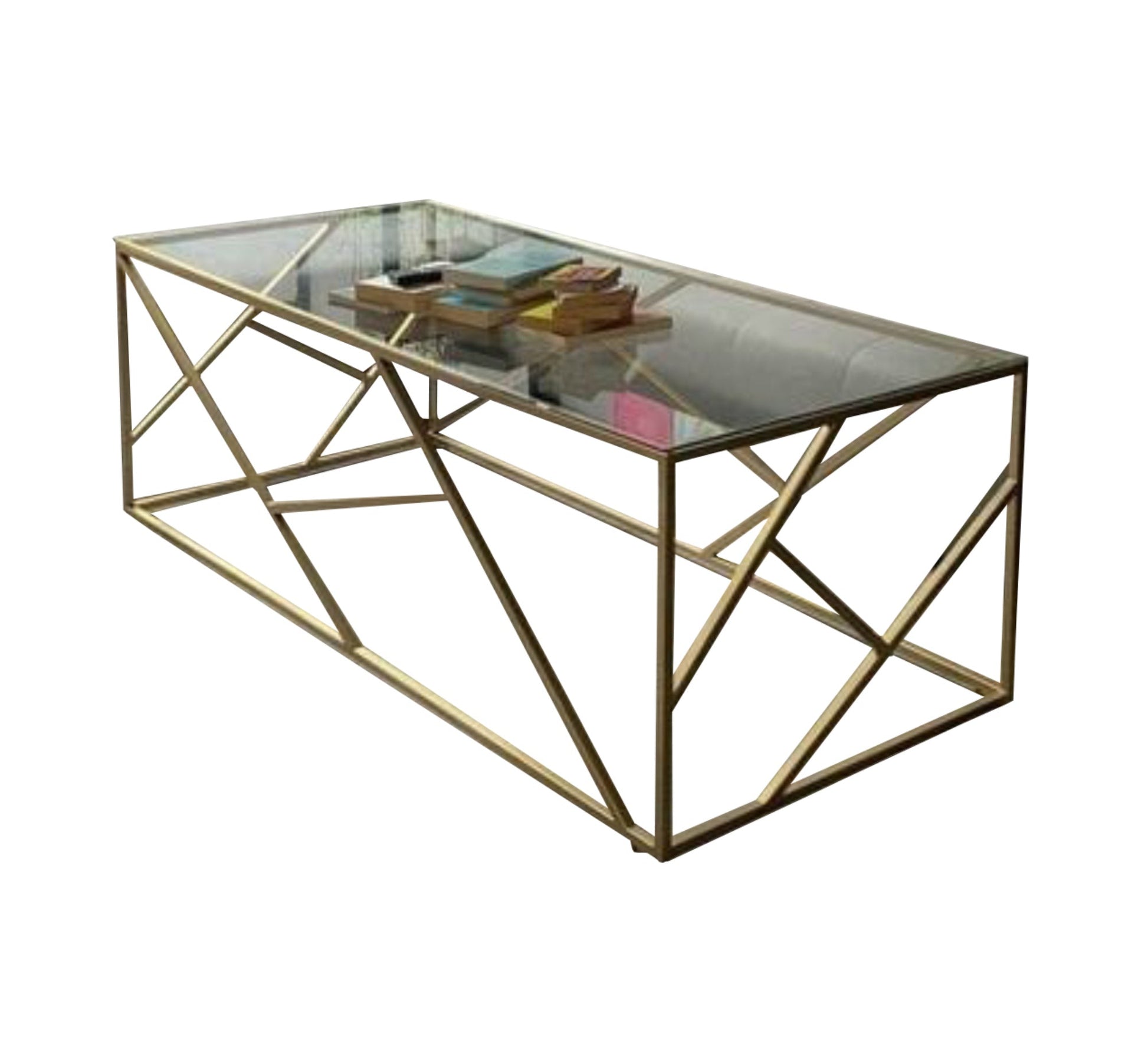 Steel Table with Decorative Frame Design - Vitrine Furniture - Furniture