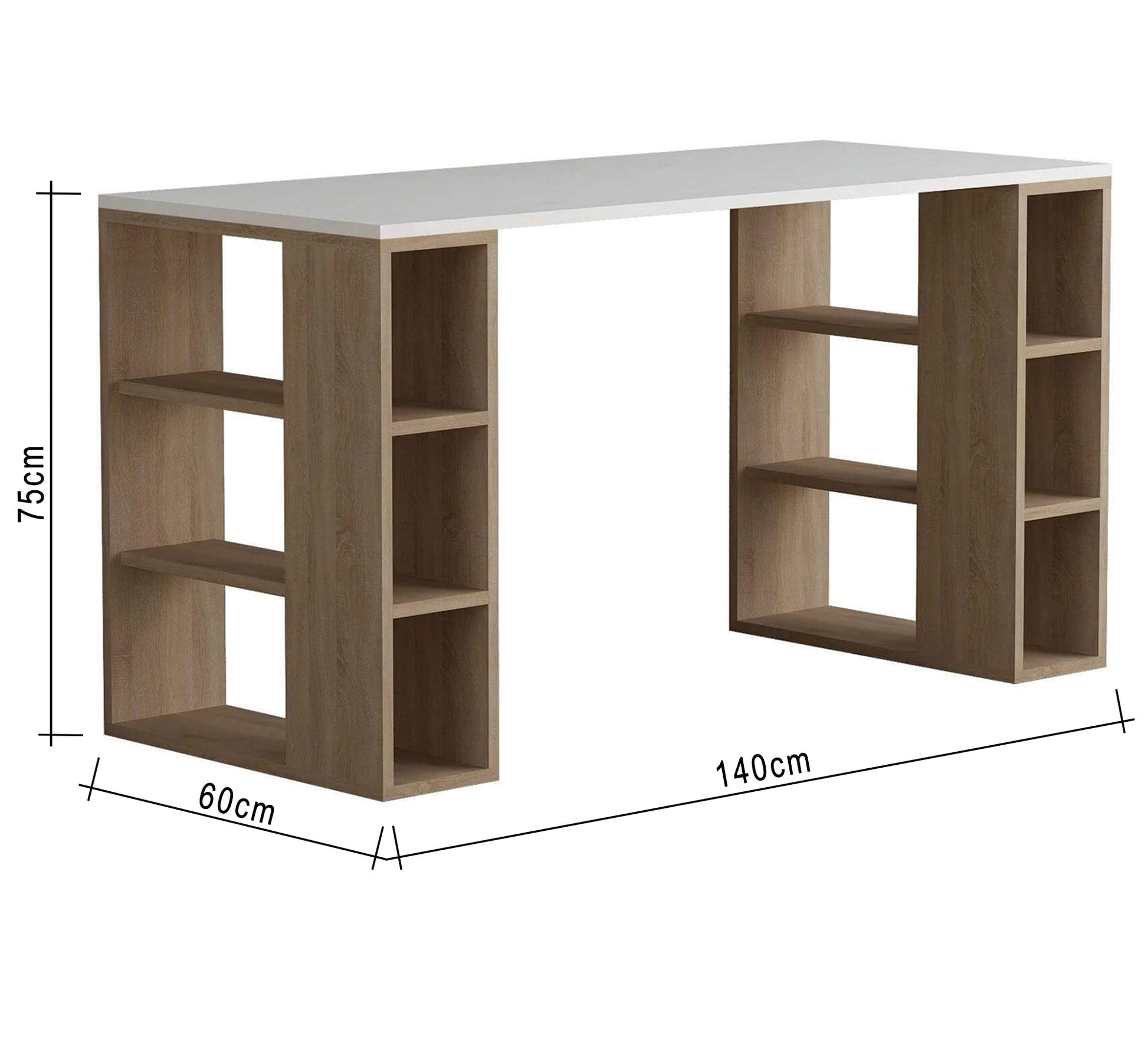 Study desk with side shelves and a white top - Vitrine Furniture - Furniture