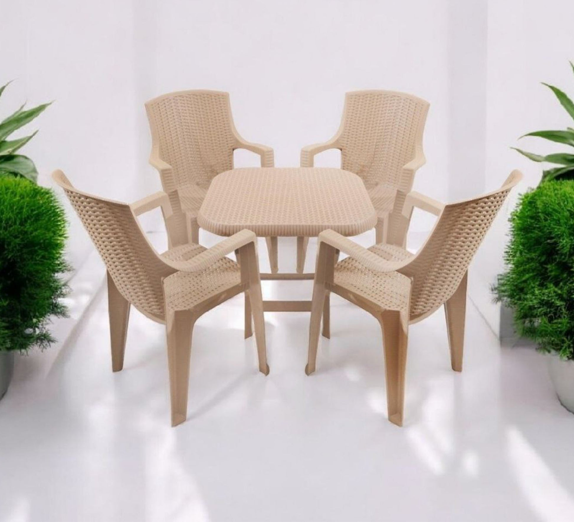 Stylish and comfortable beige woven outdoor seating set - Vitrine Furniture - Outdoor Products