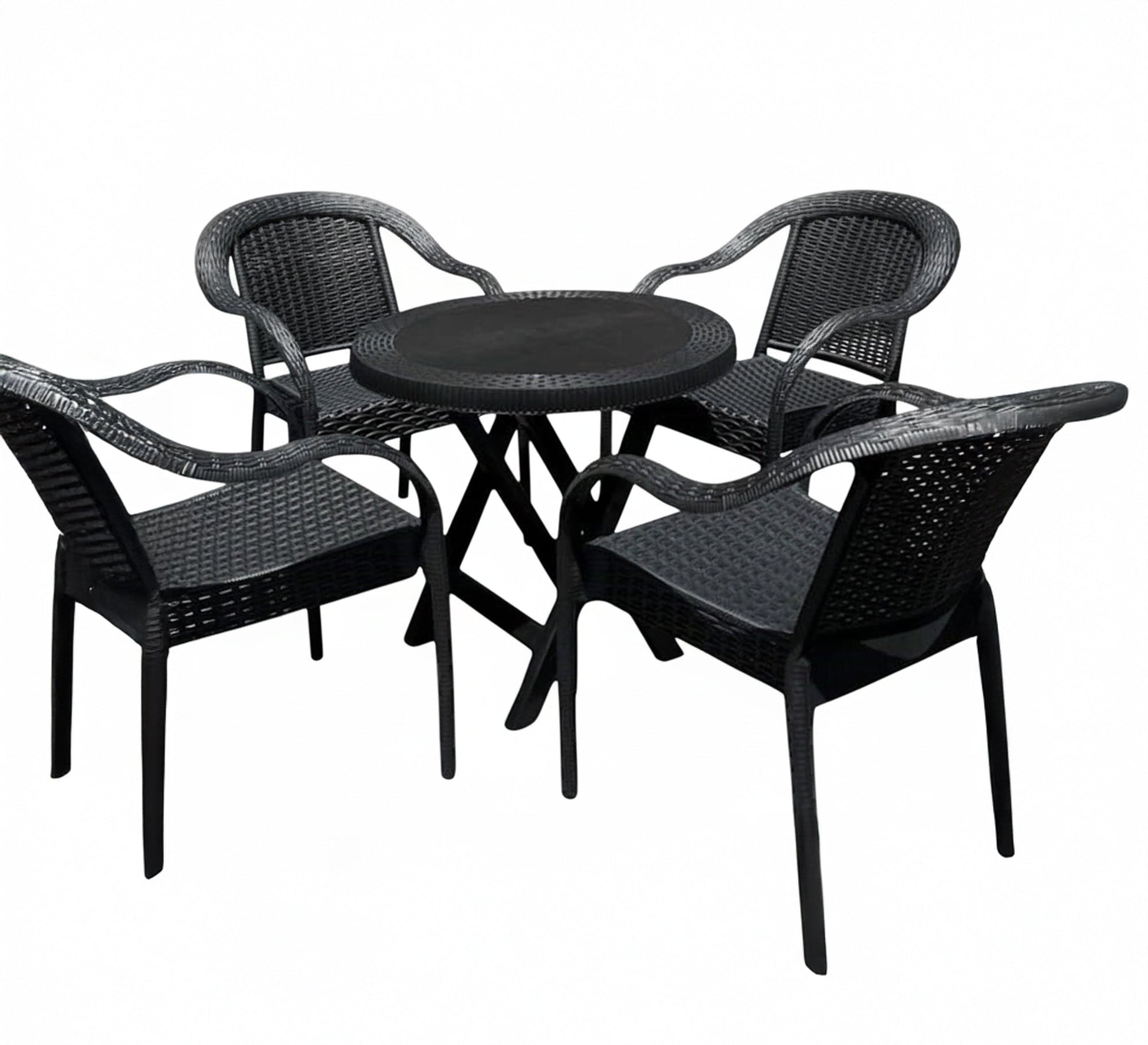 Stylish and durable black round outdoor seating set - Vitrine Furniture - Outdoor Products
