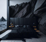 Stylish bed with a luxurious black upholstered headboard - Vitrine Furniture - Furniture