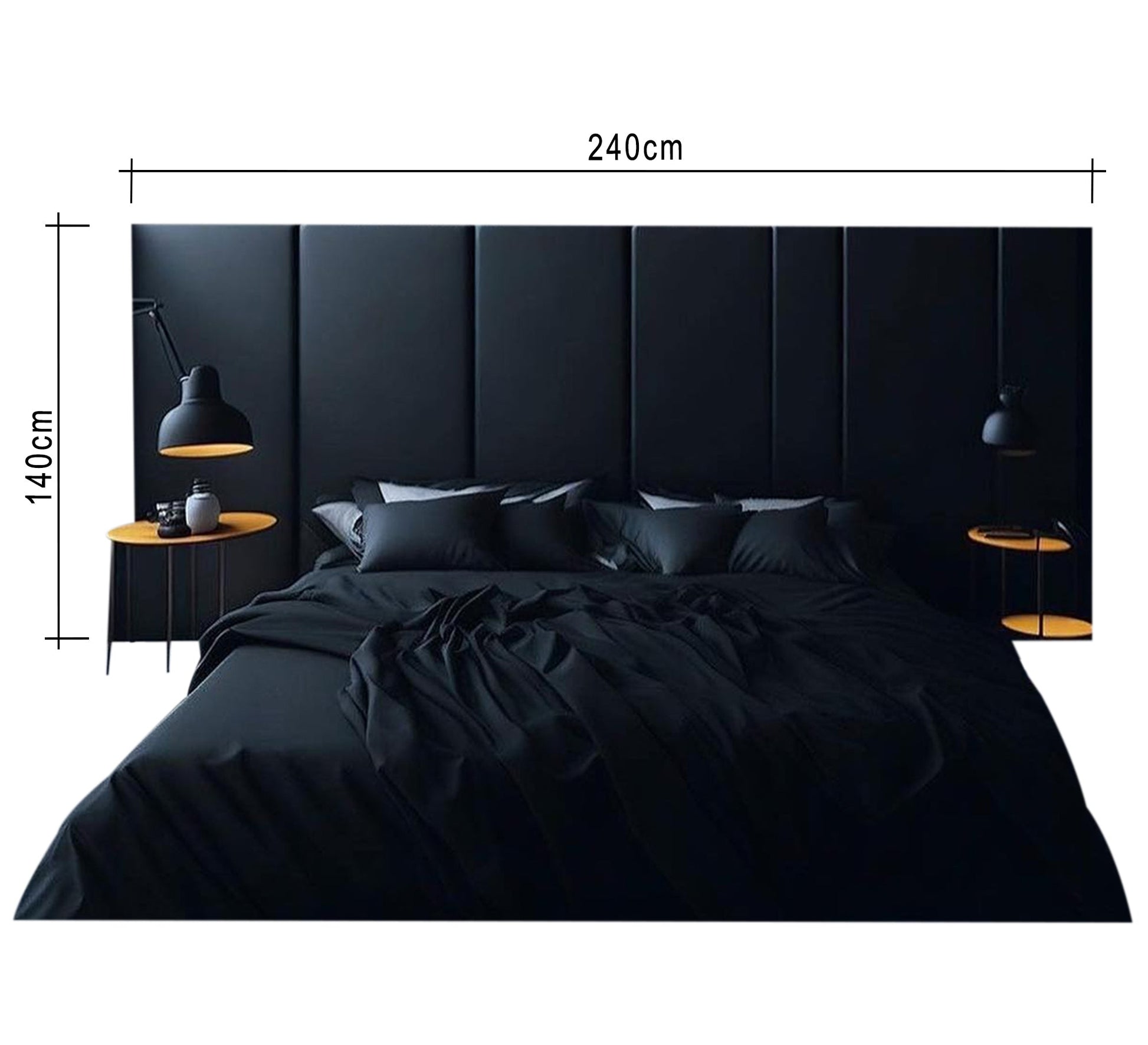 Stylish bed with a luxurious black upholstered headboard - Vitrine Furniture - Furniture