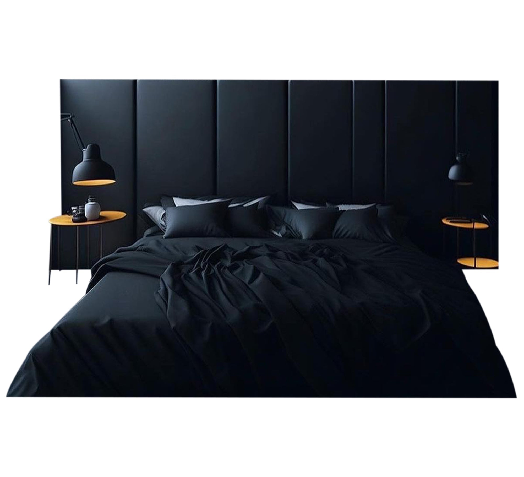 Stylish bed with a luxurious black upholstered headboard - Vitrine Furniture - Furniture