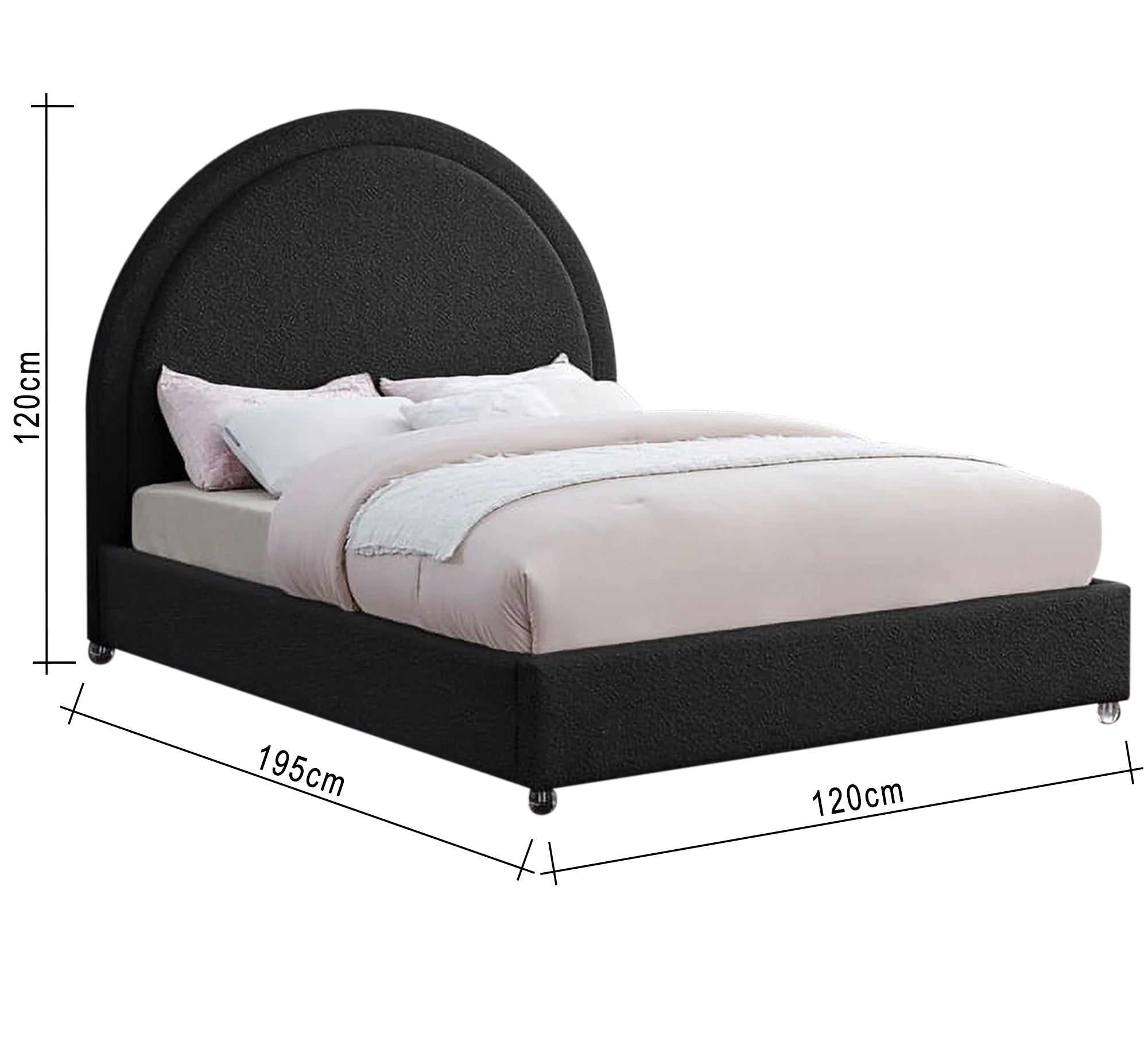Stylish bed with a modern black arched headboard - Vitrine Furniture - Furniture
