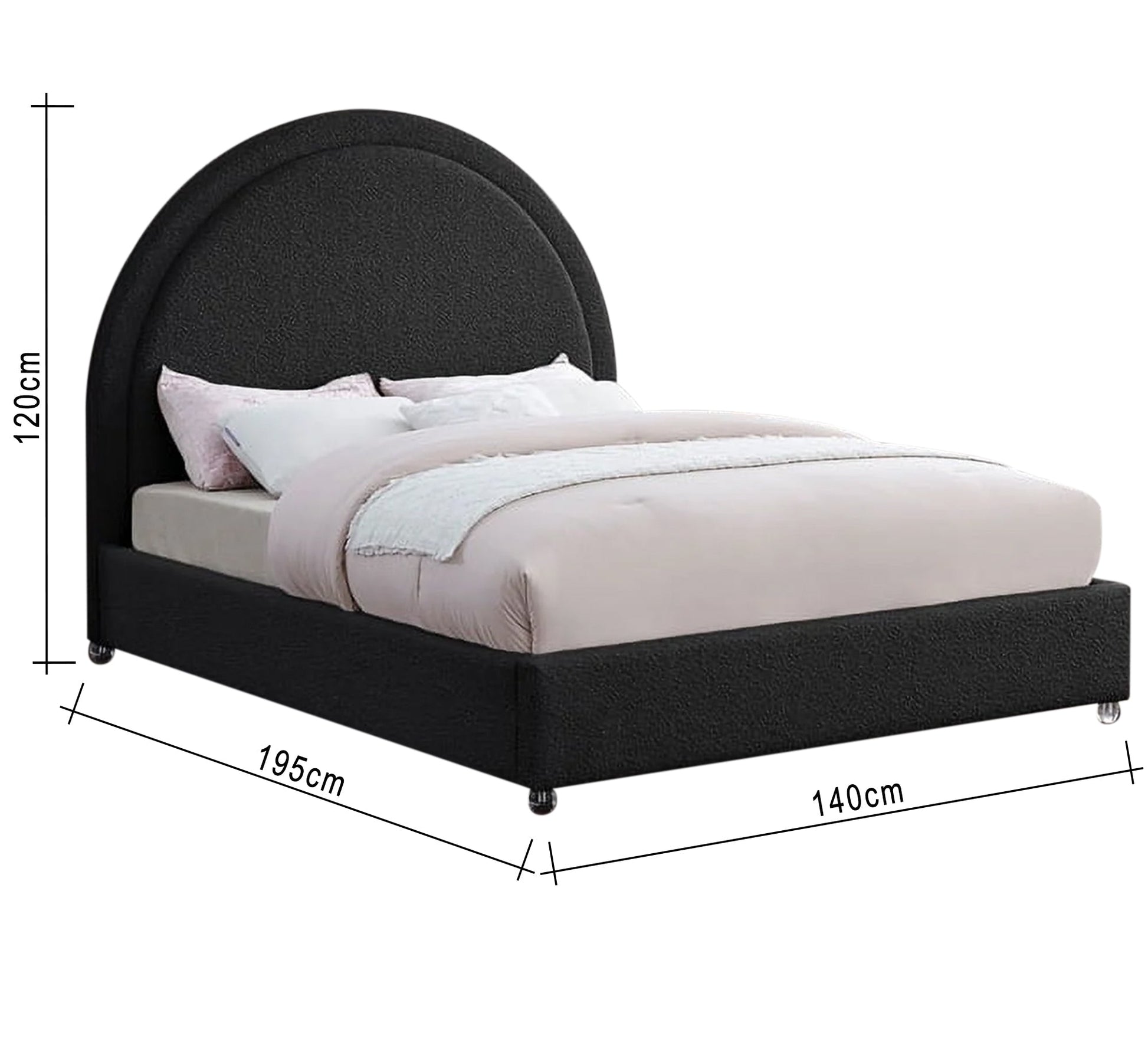 Stylish bed with a modern black arched headboard - Vitrine Furniture - Furniture