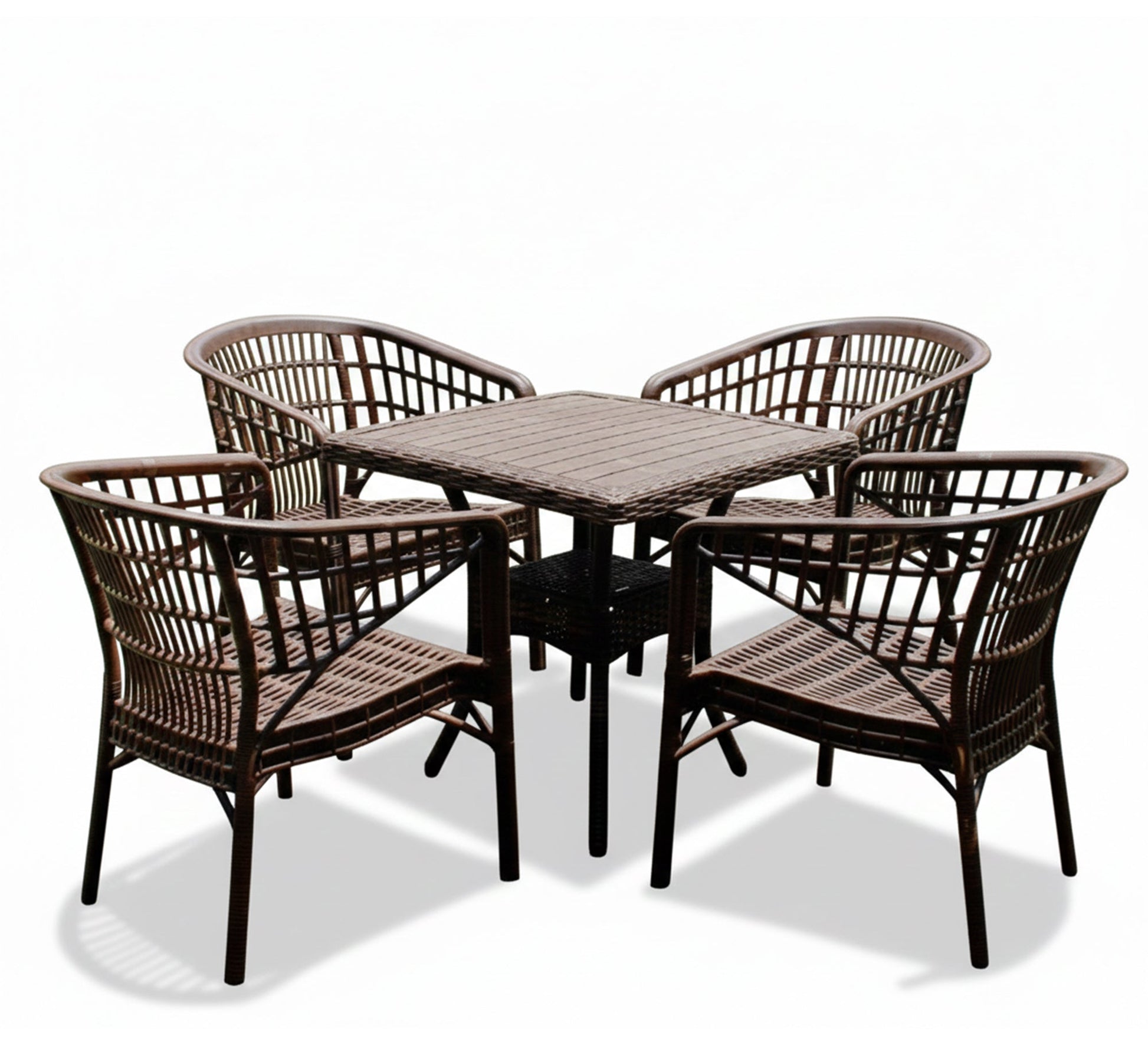 Stylish, comfortable, brown patio set with beige cushions. - Vitrine Furniture - Outdoor Products