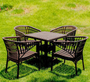 Stylish, comfortable, brown patio set with beige cushions. - Vitrine Furniture - Outdoor Products
