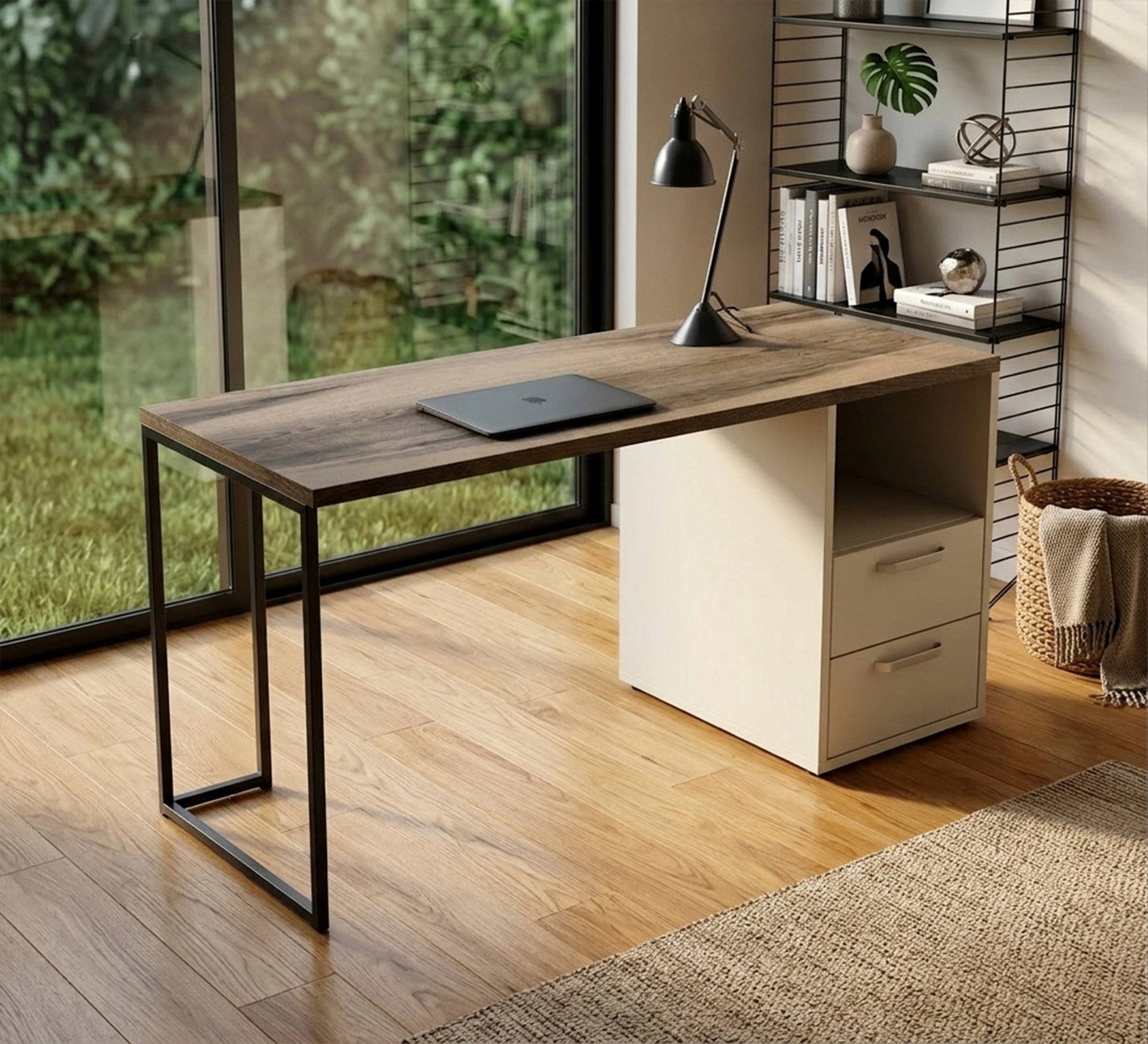 Stylish desk Two drawers and an open shelf - Vitrine Furniture - Desks