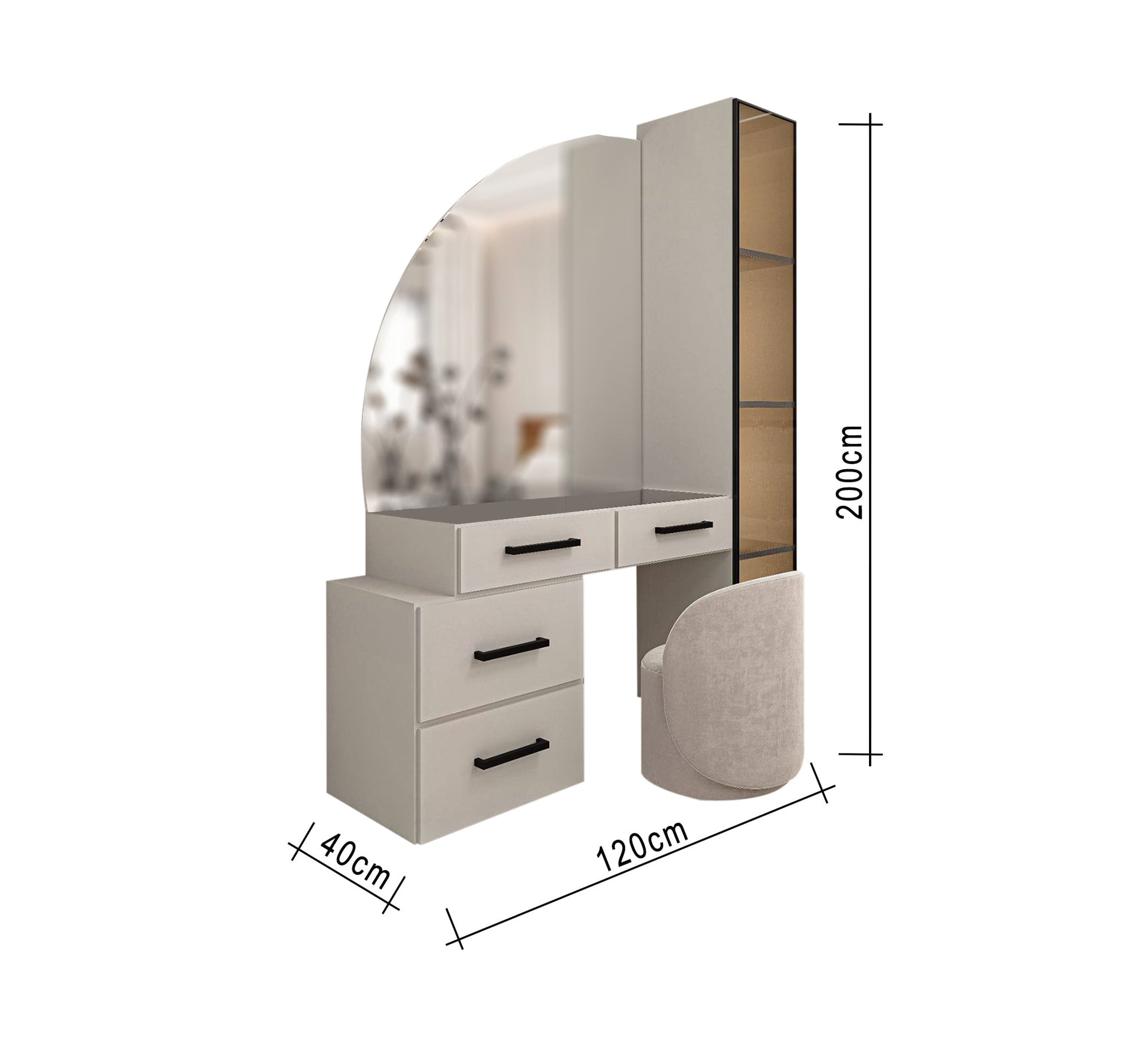 Stylish dressing table with a semicircular mirror - Vitrine Furniture - Furniture