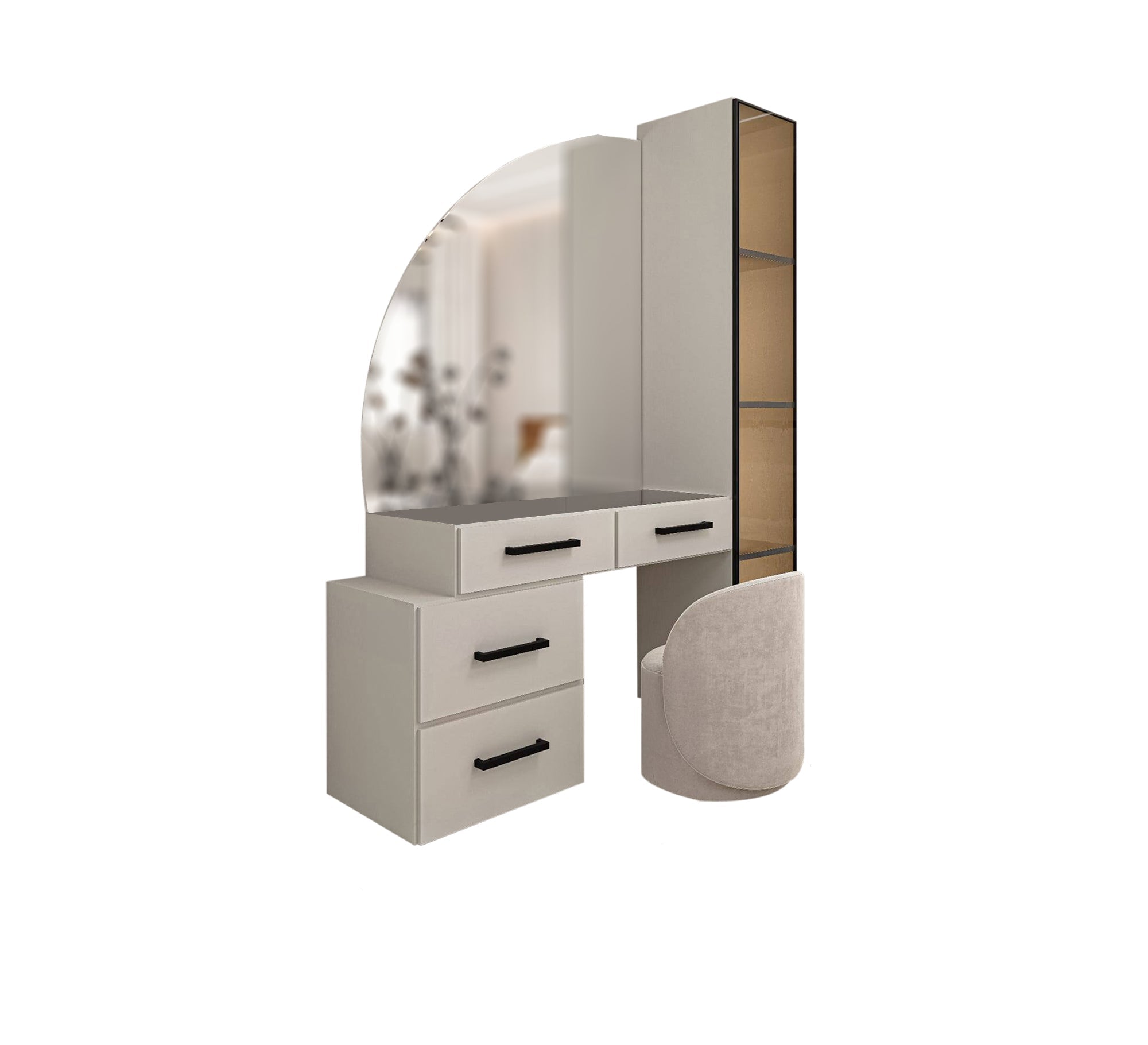 Stylish dressing table with a semicircular mirror - Vitrine Furniture - Furniture