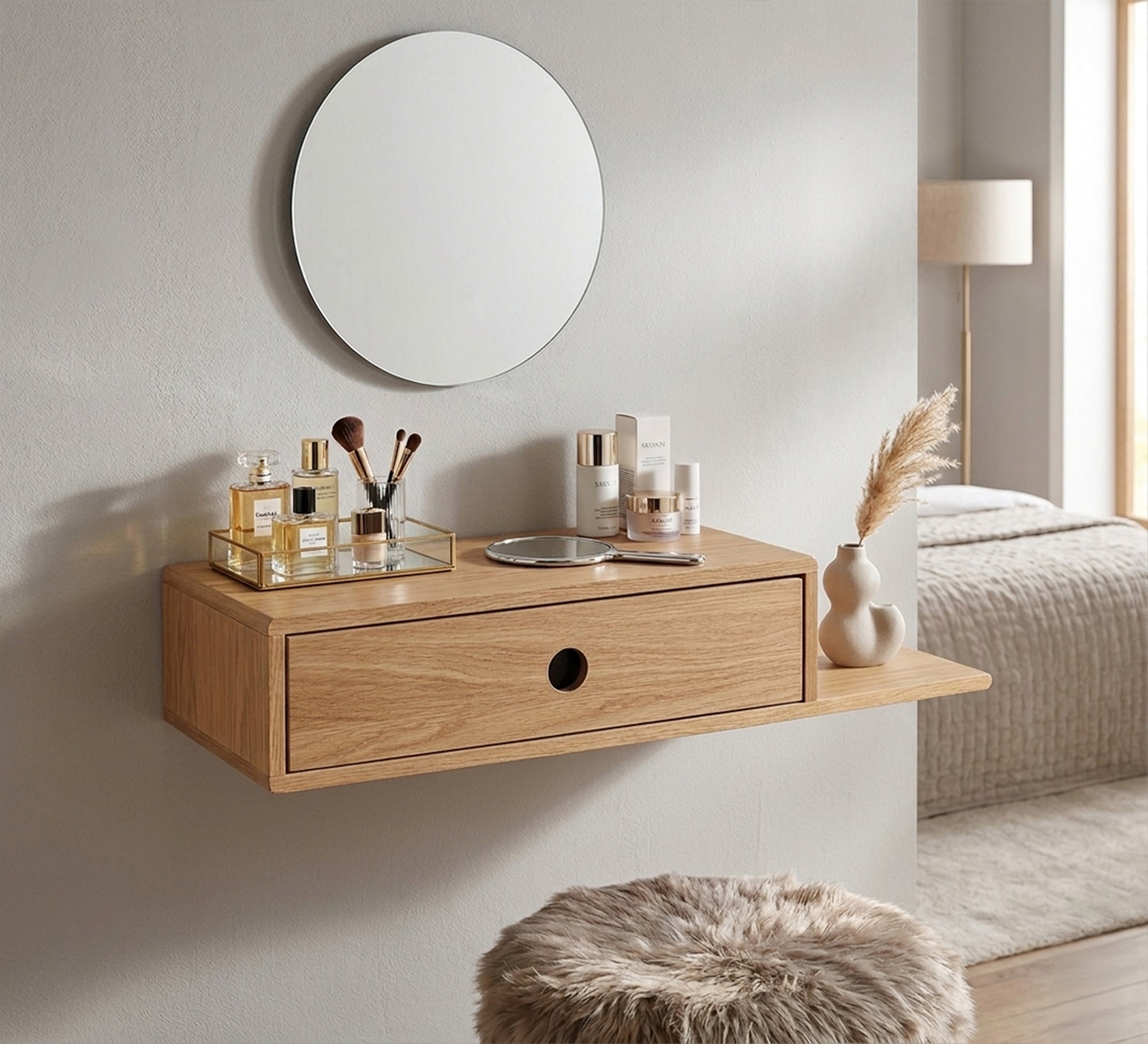 Stylish, practical and space - saving wooden hanging table - Vitrine Furniture - Nightstand
