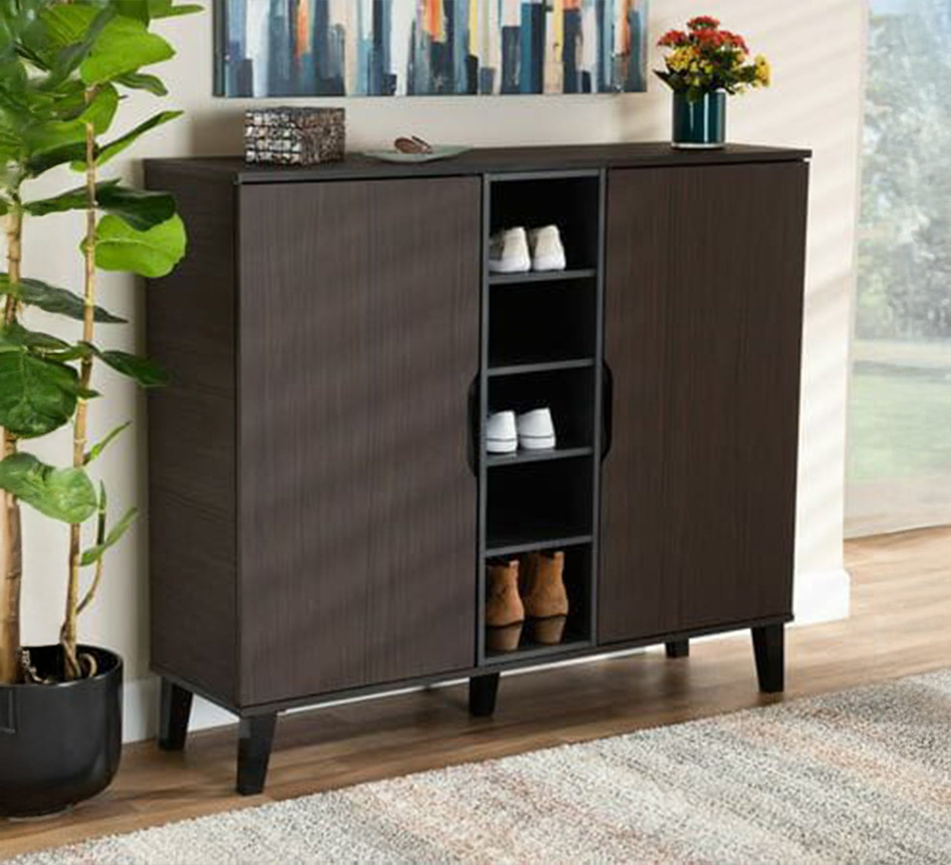 Stylish shoe cabinet in dark colors - Vitrine Furniture - Furniture