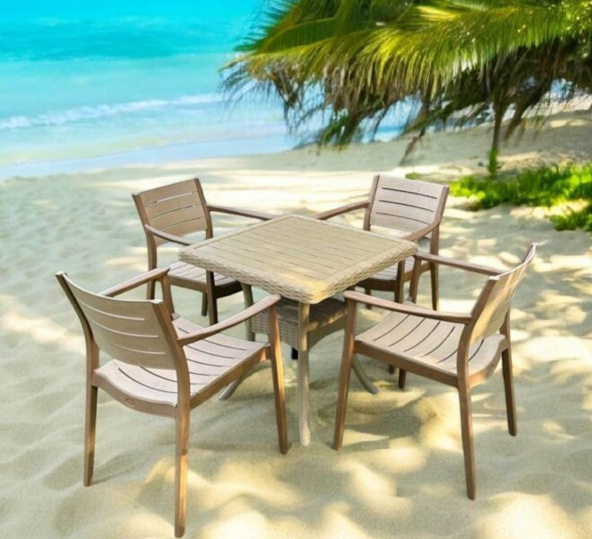 Stylish two - tone beach dining set - Vitrine Furniture - Outdoor Products