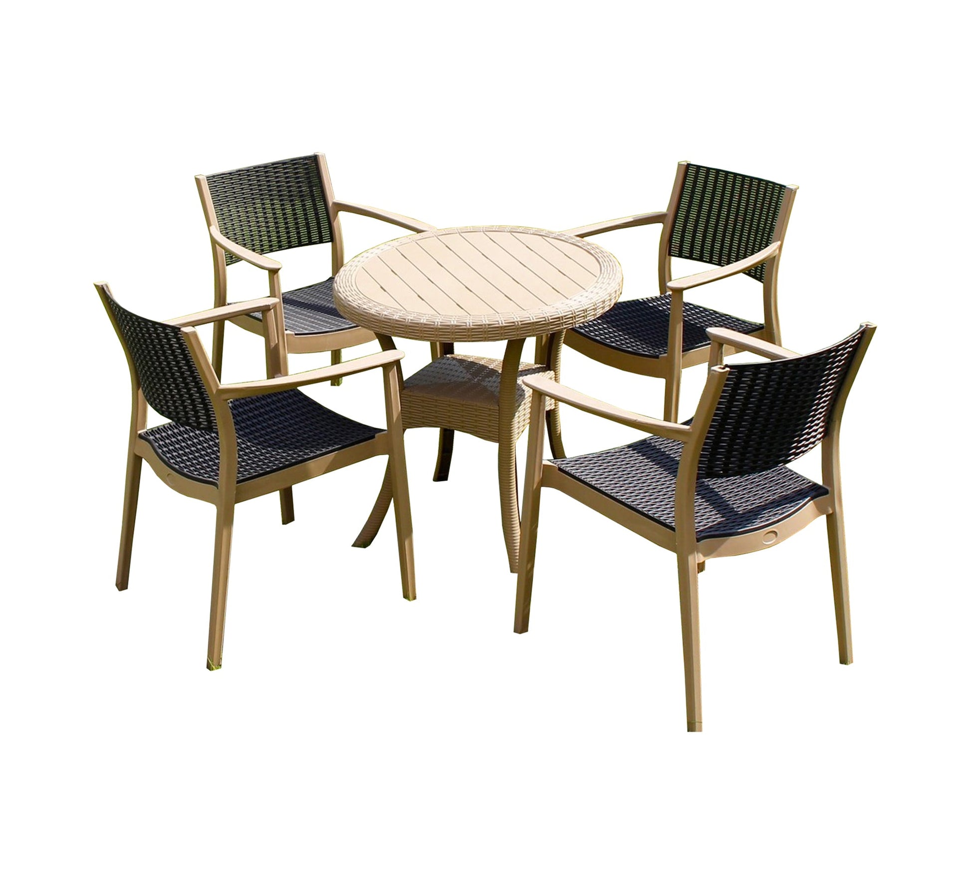 Stylish two - tone beige and black outdoor dining set - Vitrine Furniture - Outdoor Products