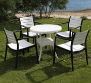 Stylish two - tone black and white outdoor dining set - Vitrine Furniture - Outdoor Products