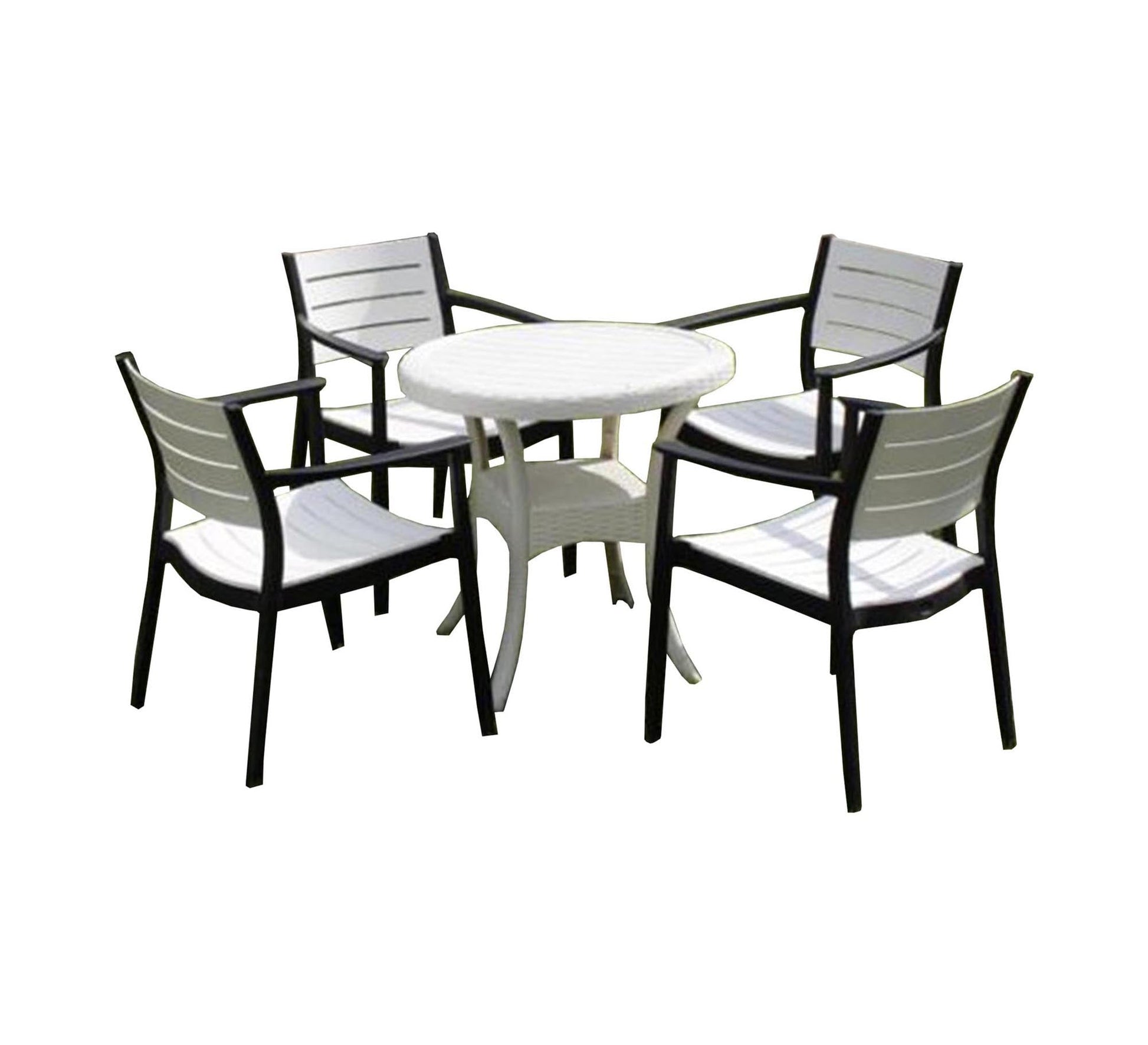 Stylish two - tone black and white outdoor dining set - Vitrine Furniture - Outdoor Products