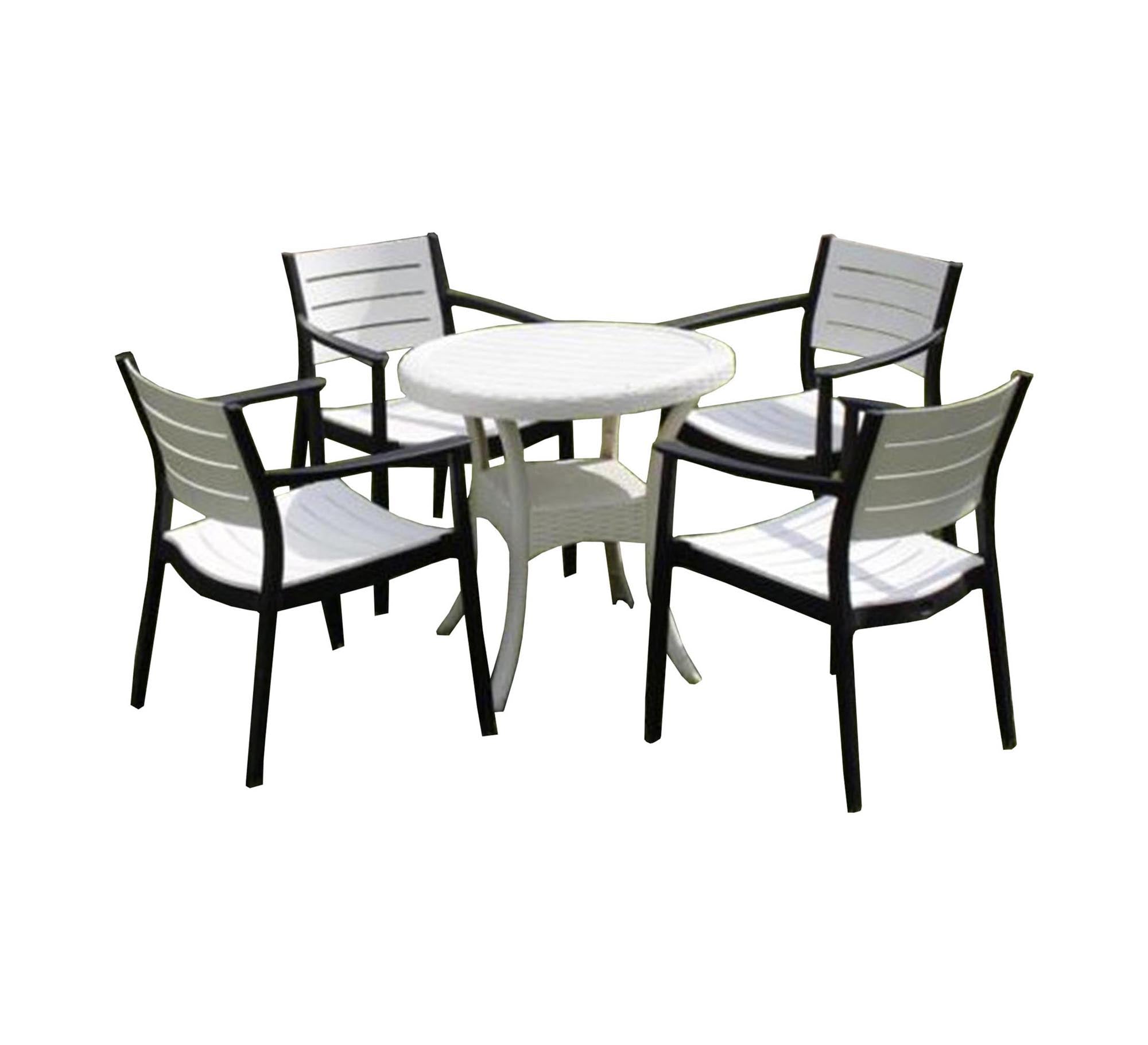Stylish two - tone black and white outdoor dining set - Vitrine Furniture - Outdoor Products