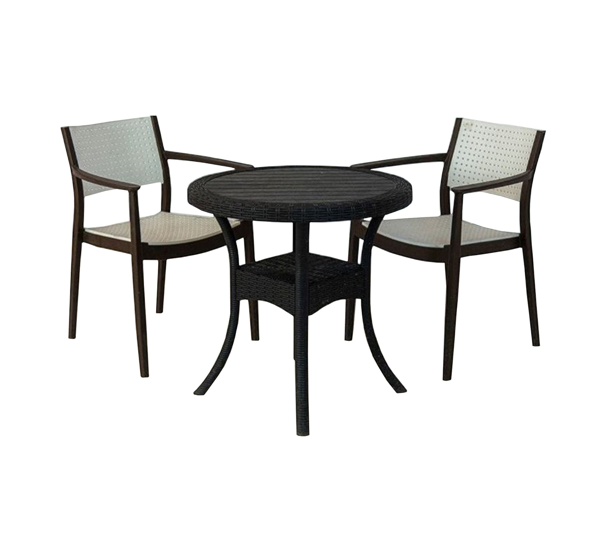 Stylish two - tone brown and white balcony seating set - Vitrine Furniture - Outdoor Products