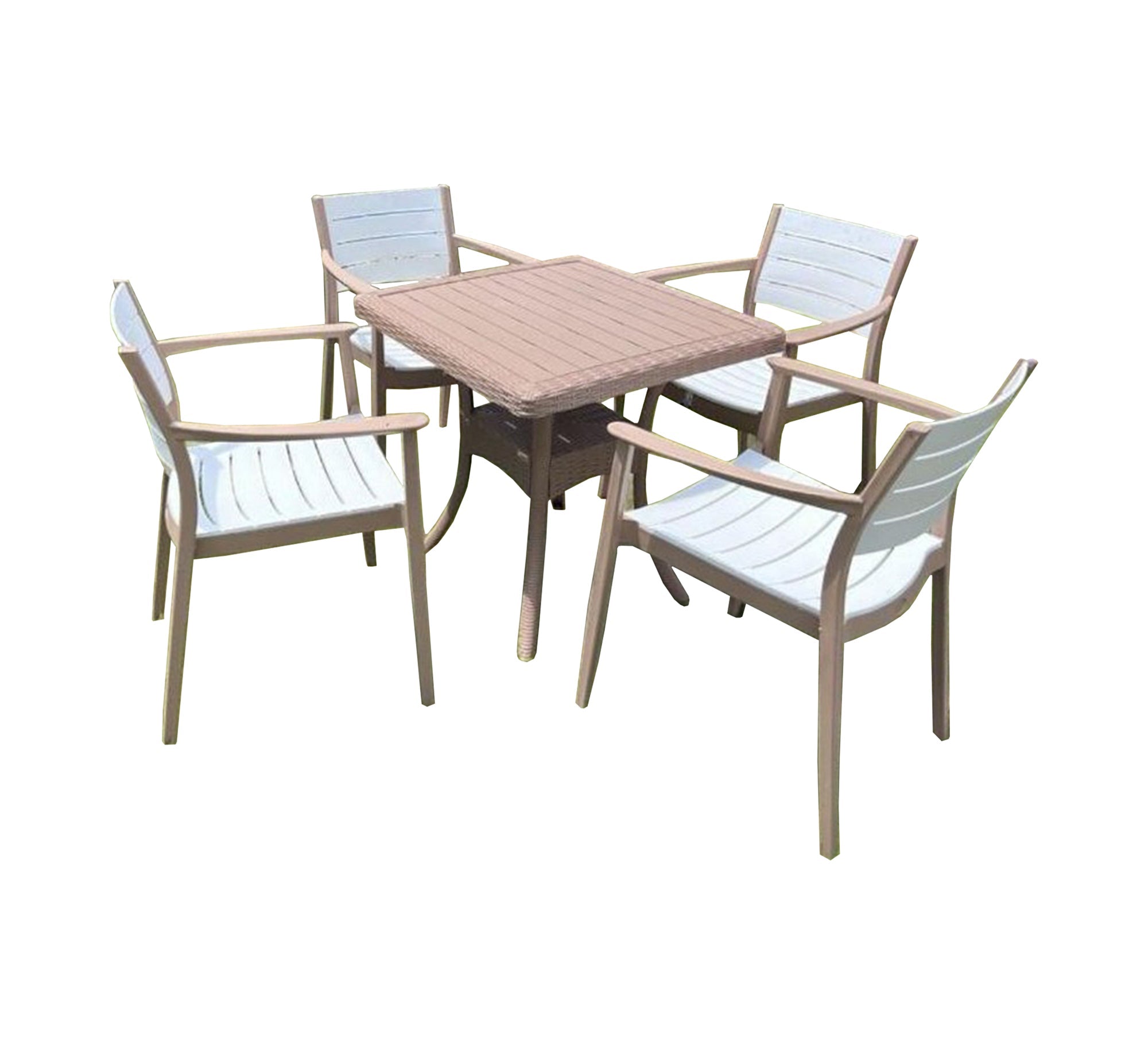 Stylish two - tone square table and chairs set - Vitrine Furniture - Outdoor Products