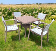 Stylish two - tone square table and chairs set - Vitrine Furniture - Outdoor Products