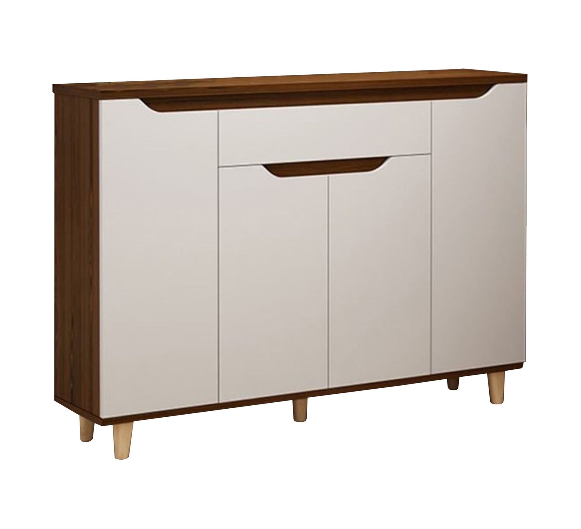 Stylish Two - Tone White & Dark Brown Shoe Rack - Vitrine Furniture - Furniture