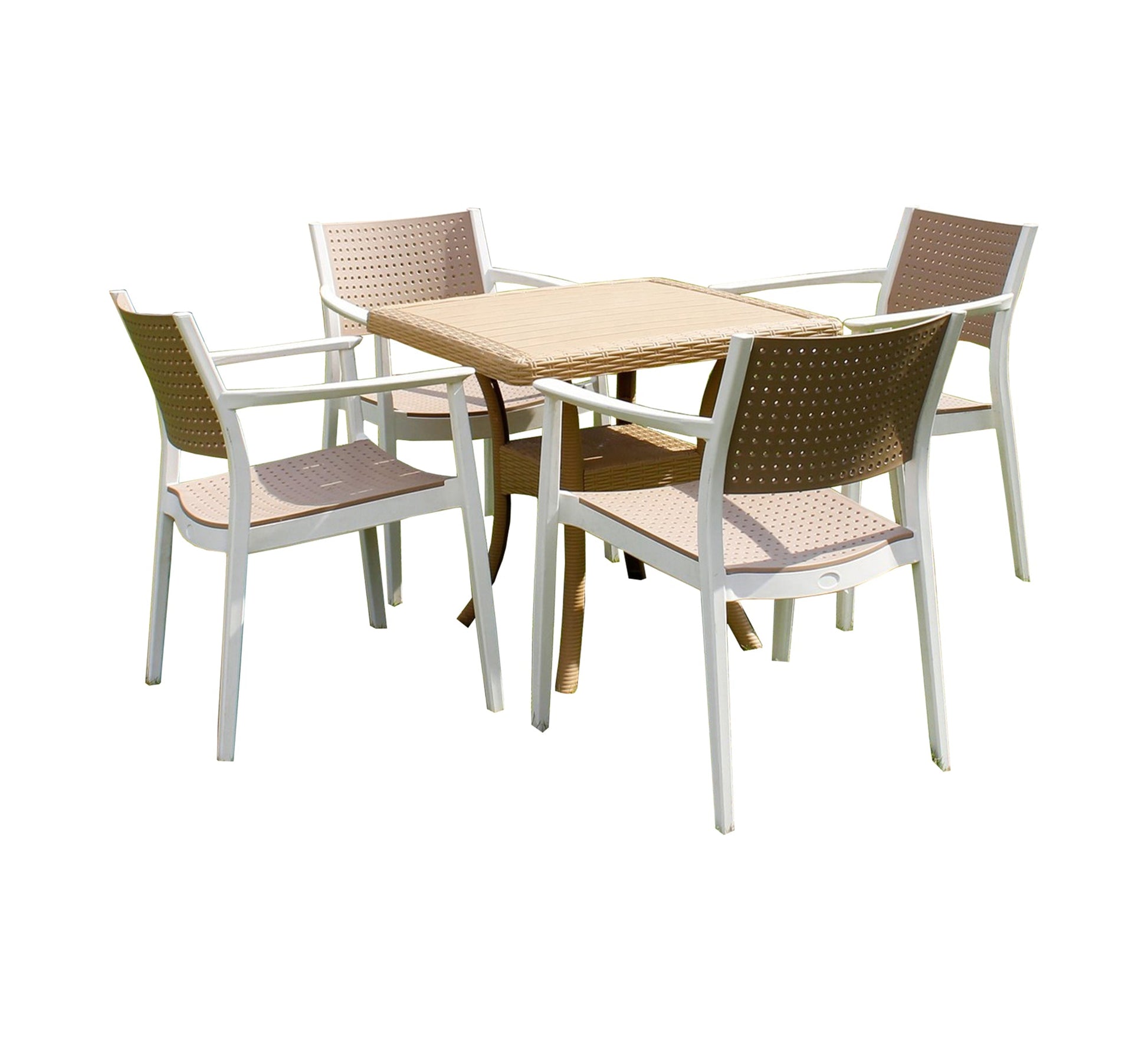 Stylish white and brown garden seating set - Vitrine Furniture - Outdoor Products